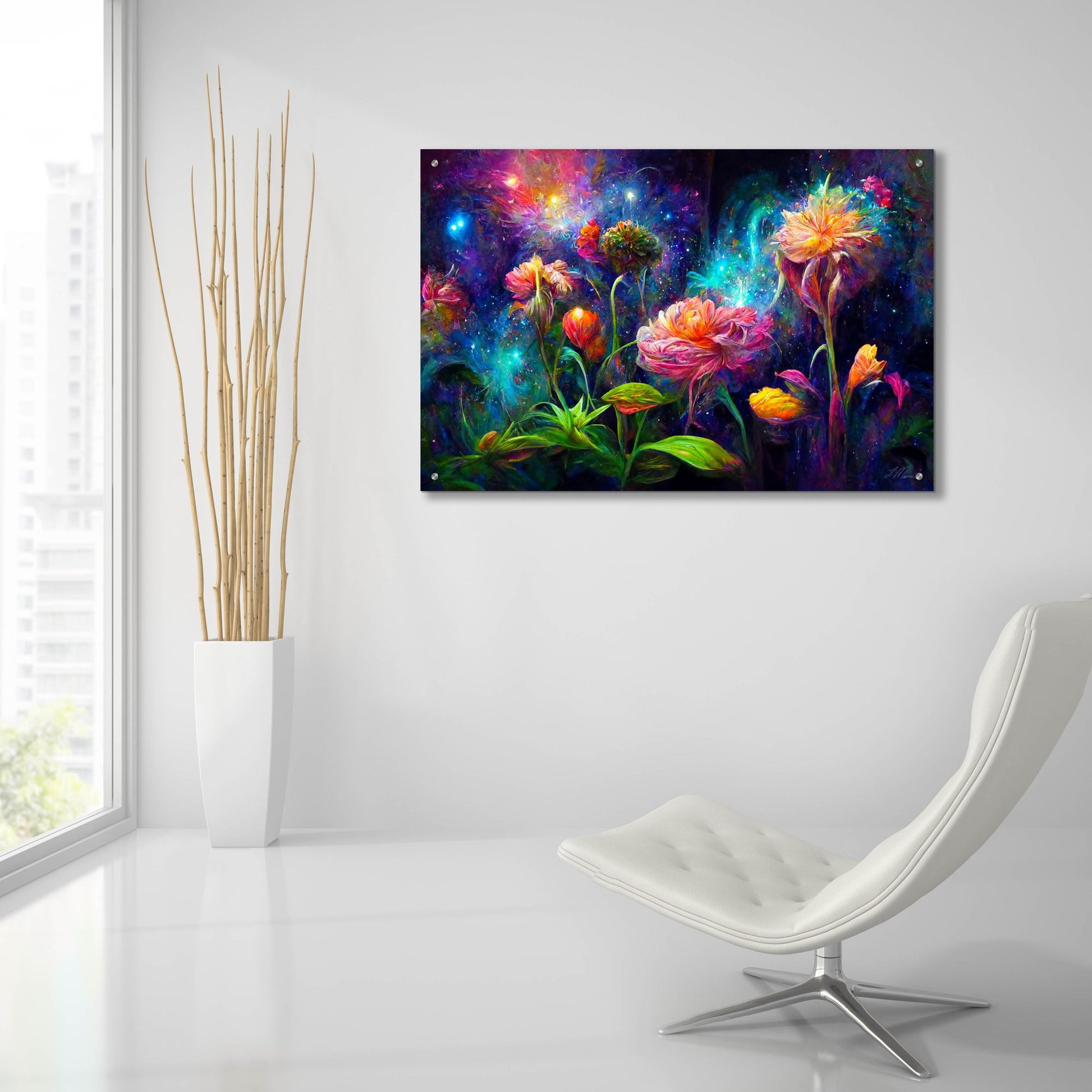 Epic Art 'Flowers of the Universe Color Burst 4' by Tanya Mavric, Acrylic Glass Wall Art,36x24