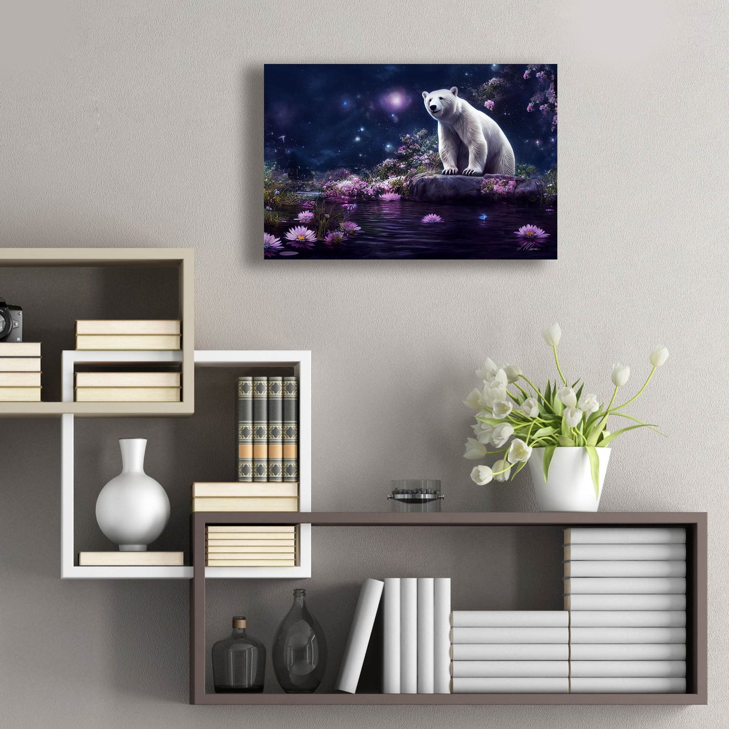 Epic Art 'Gazing Polar Bear' by Tanya Mavric, Acrylic Glass Wall Art,24x16