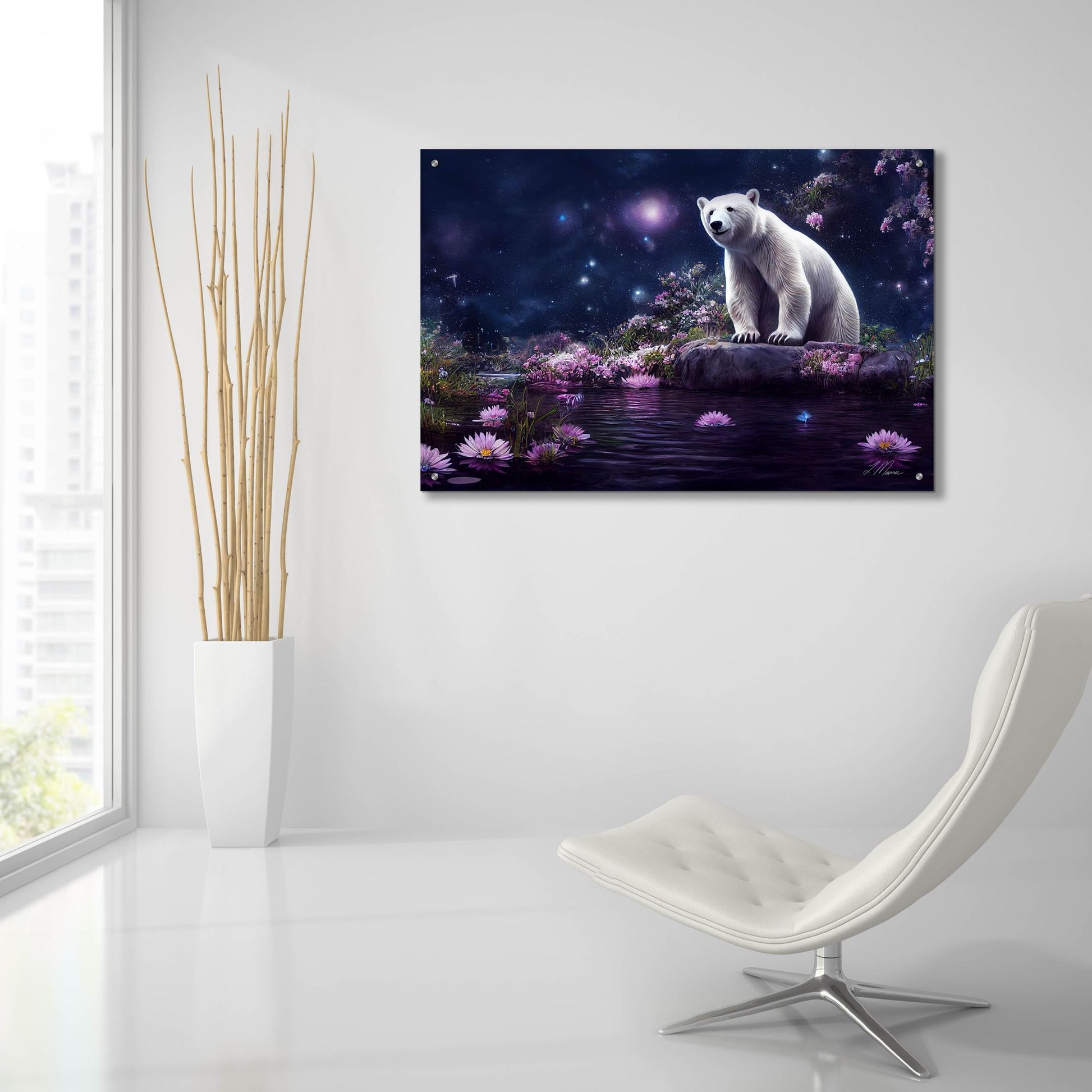 Epic Art 'Gazing Polar Bear' by Tanya Mavric, Acrylic Glass Wall Art,36x24