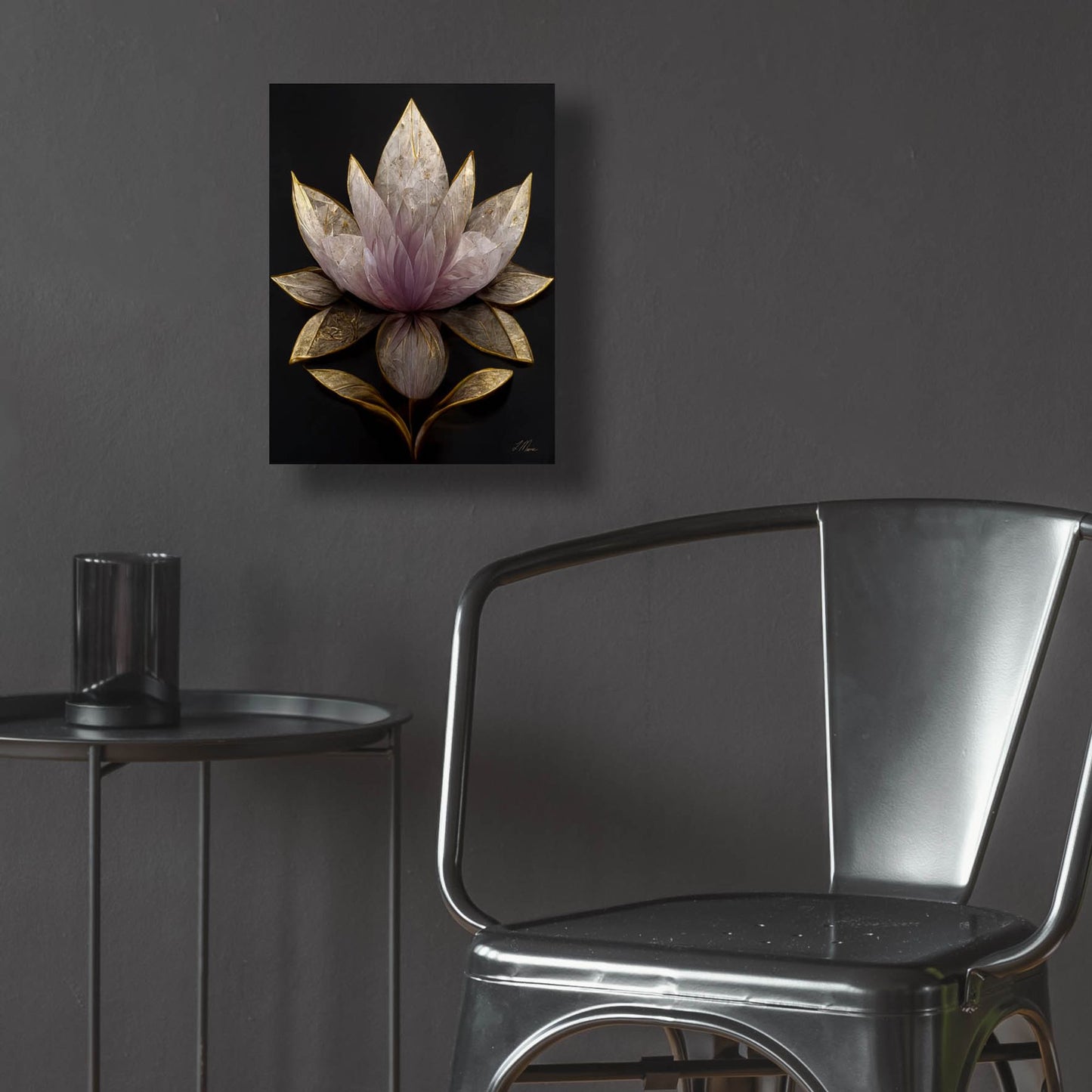 Epic Art 'Golden Leaf Lotus' by Tanya Mavric, Acrylic Glass Wall Art,12x16