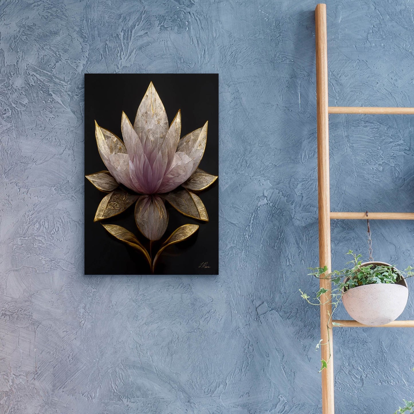 Epic Art 'Golden Leaf Lotus' by Tanya Mavric, Acrylic Glass Wall Art,16x24