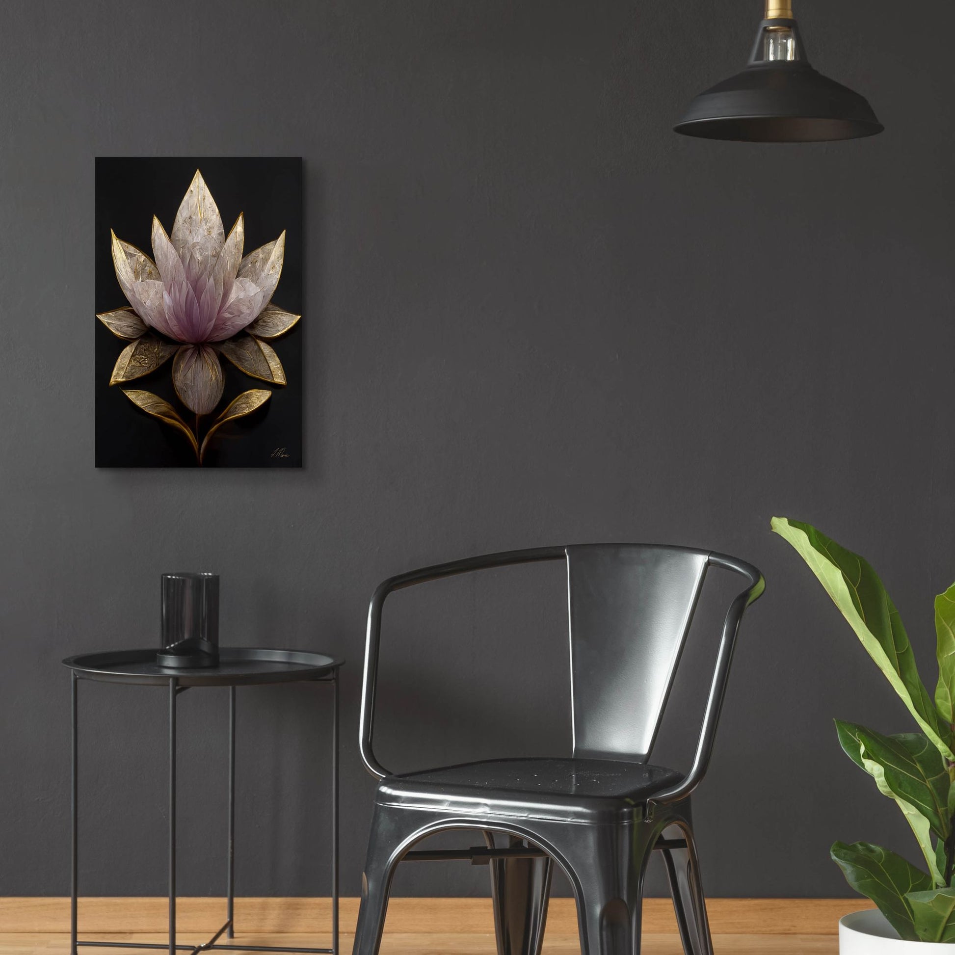 Epic Art 'Golden Leaf Lotus' by Tanya Mavric, Acrylic Glass Wall Art,16x24