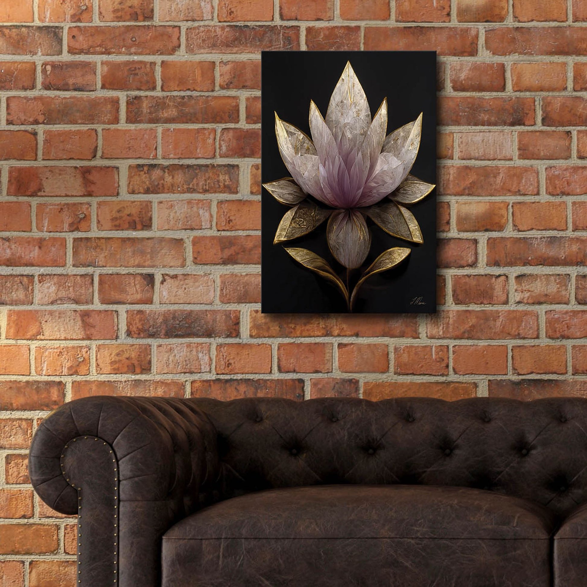 Epic Art 'Golden Leaf Lotus' by Tanya Mavric, Acrylic Glass Wall Art,16x24