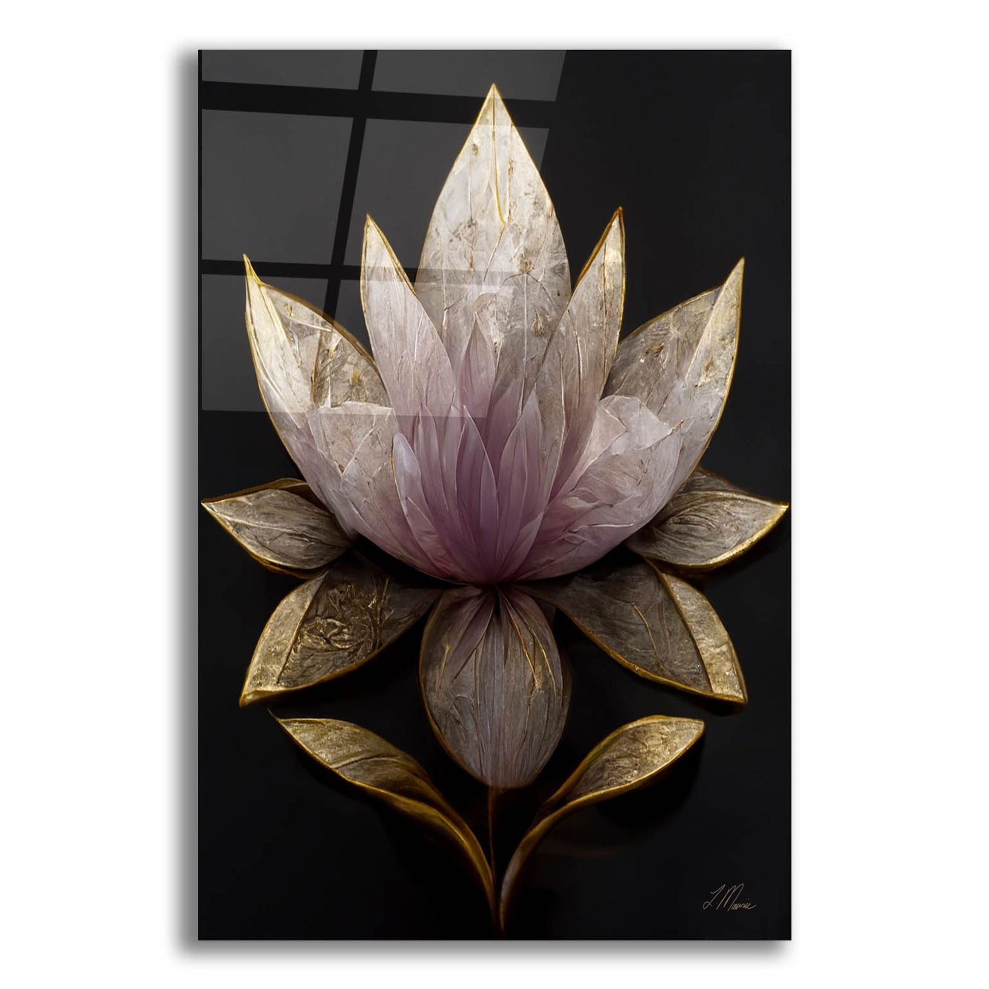 Epic Art 'Golden Leaf Lotus' by Tanya Mavric, Acrylic Glass Wall Art