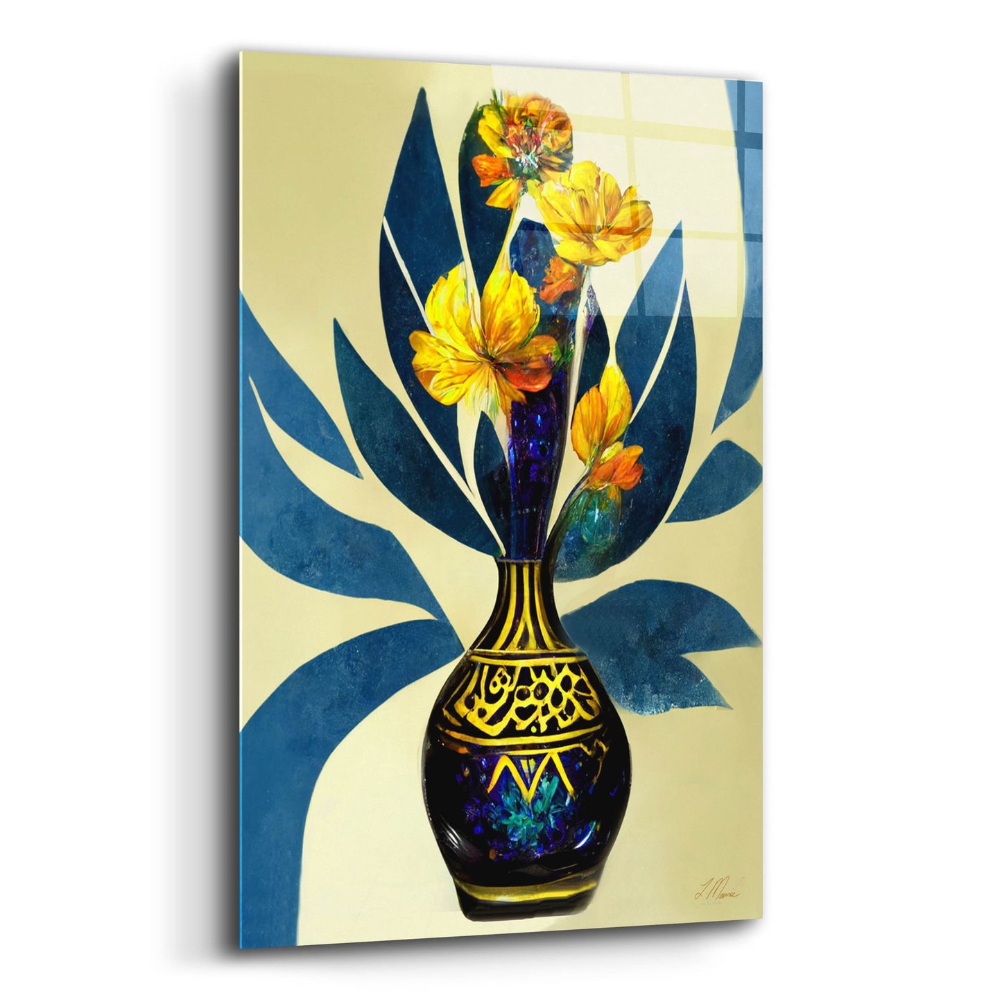 Epic Art 'Golden Vase with Florals' by Tanya Mavric, Acrylic Glass Wall Art,16x24