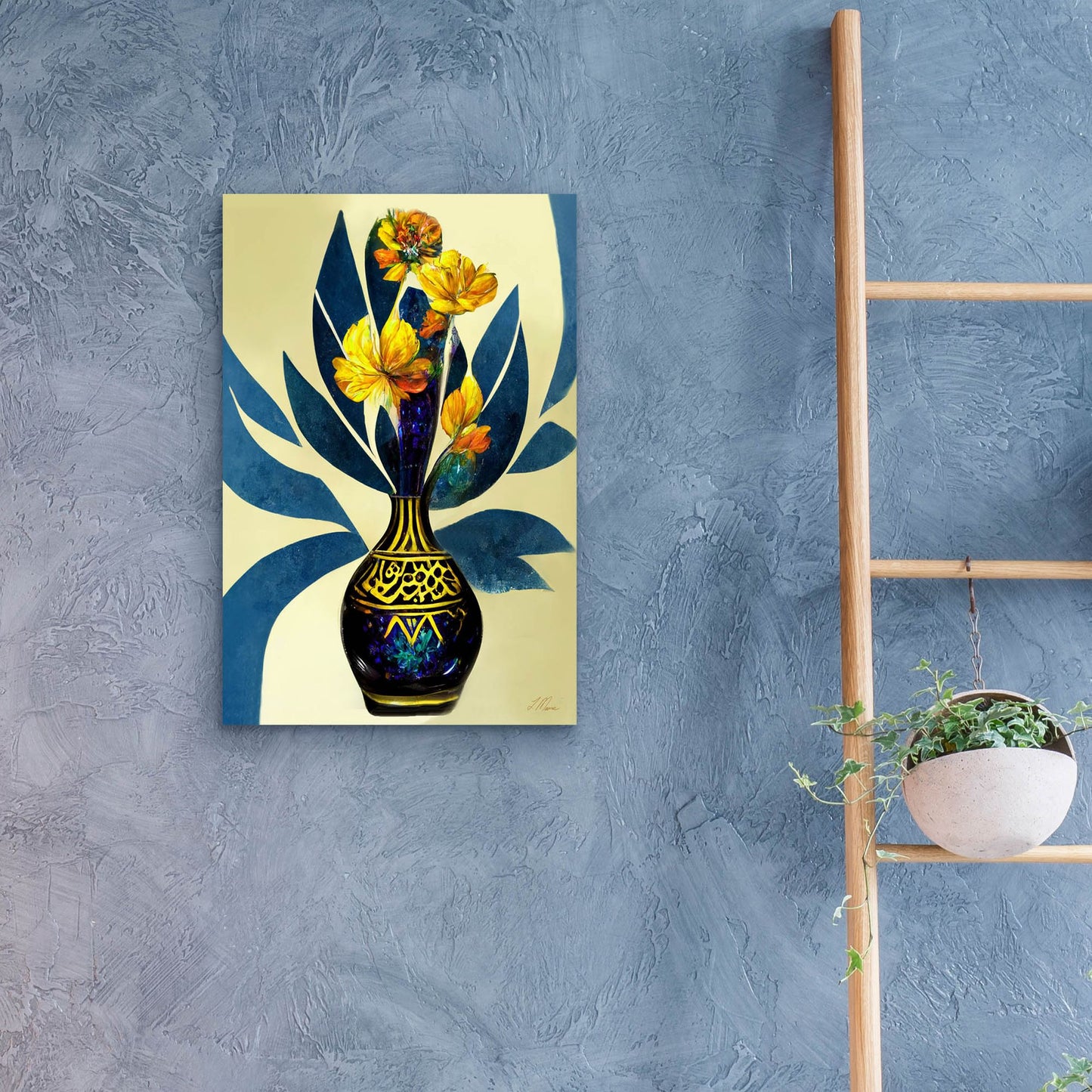 Epic Art 'Golden Vase with Florals' by Tanya Mavric, Acrylic Glass Wall Art,16x24