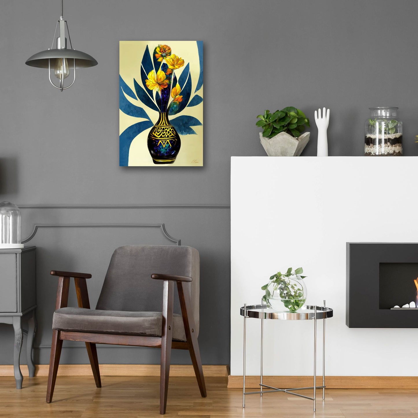 Epic Art 'Golden Vase with Florals' by Tanya Mavric, Acrylic Glass Wall Art,16x24