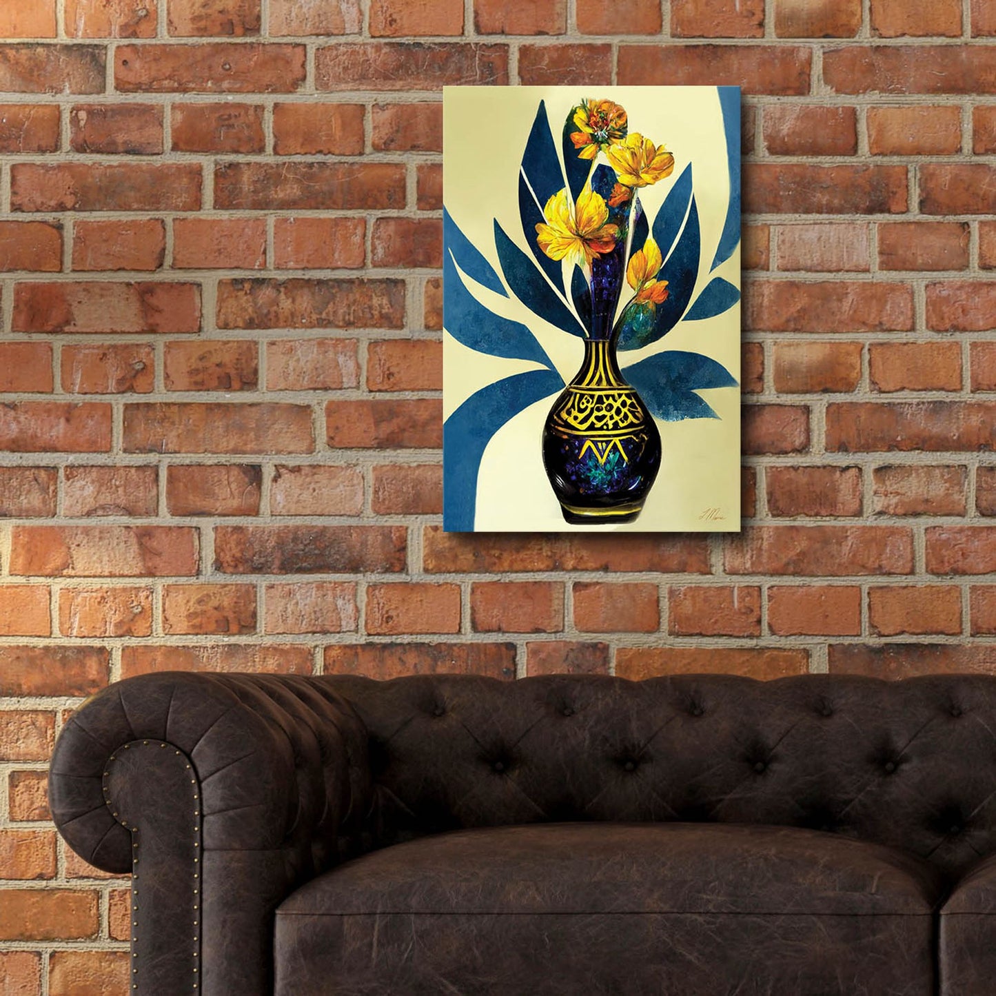 Epic Art 'Golden Vase with Florals' by Tanya Mavric, Acrylic Glass Wall Art,16x24