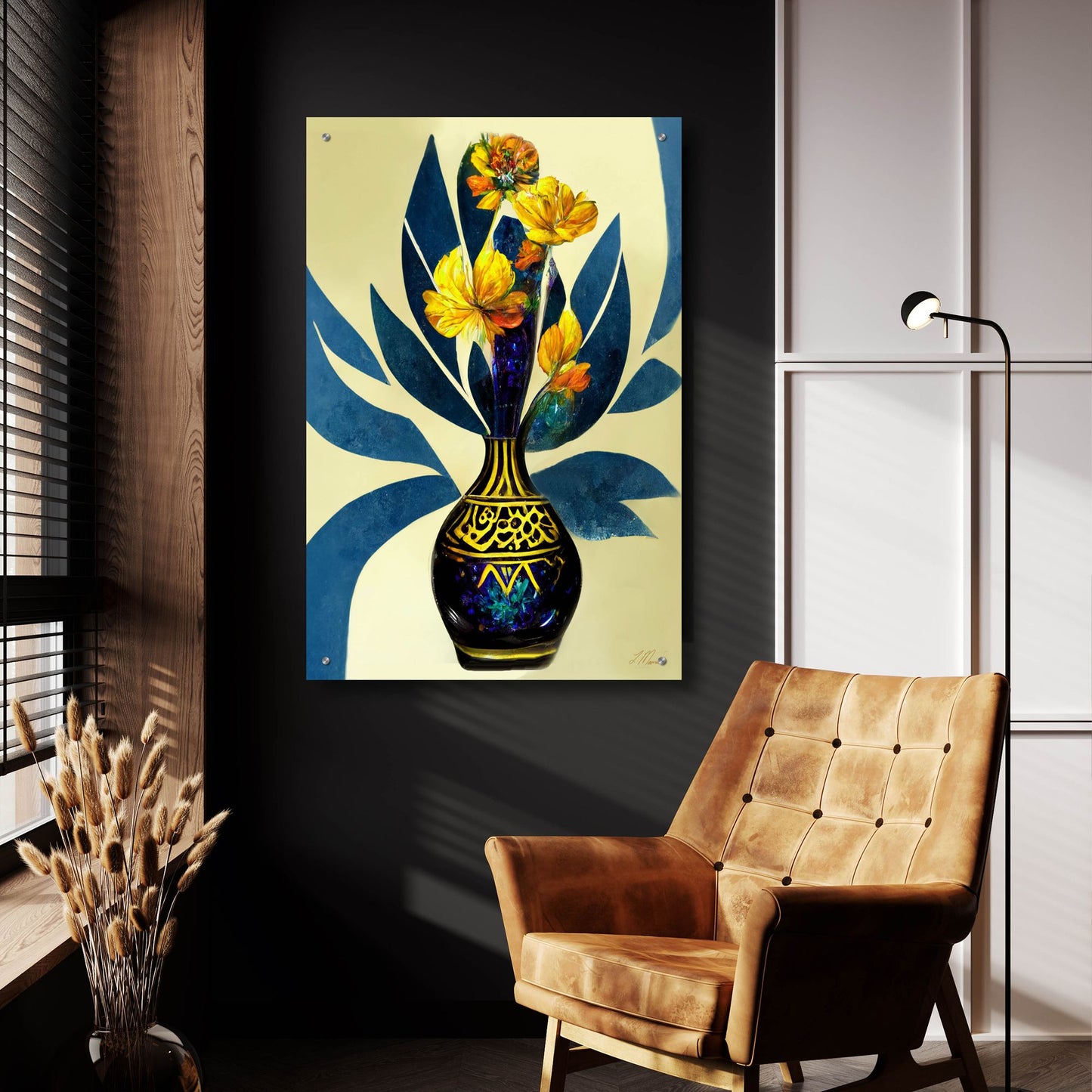 Epic Art 'Golden Vase with Florals' by Tanya Mavric, Acrylic Glass Wall Art,24x36