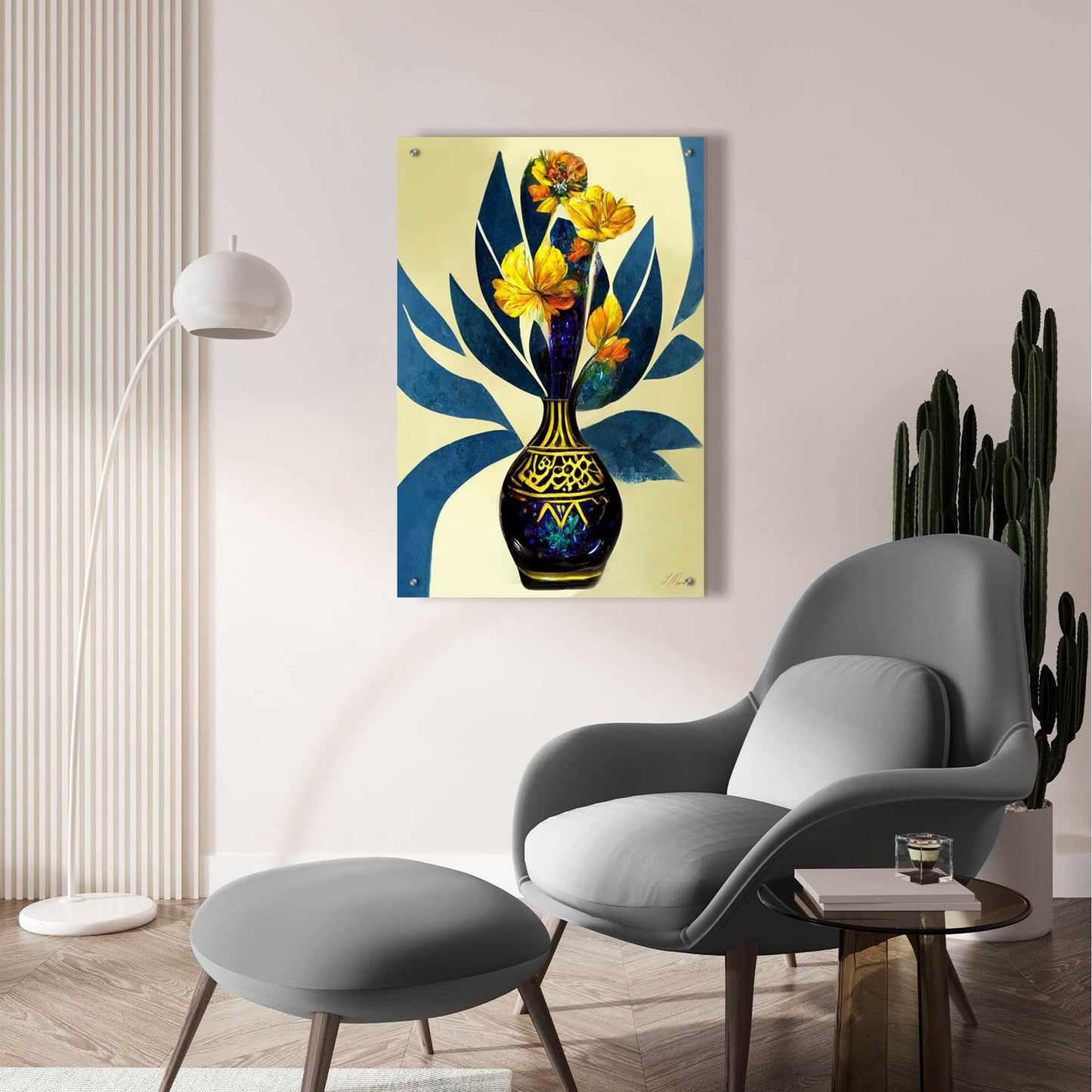 Epic Art 'Golden Vase with Florals' by Tanya Mavric, Acrylic Glass Wall Art,24x36