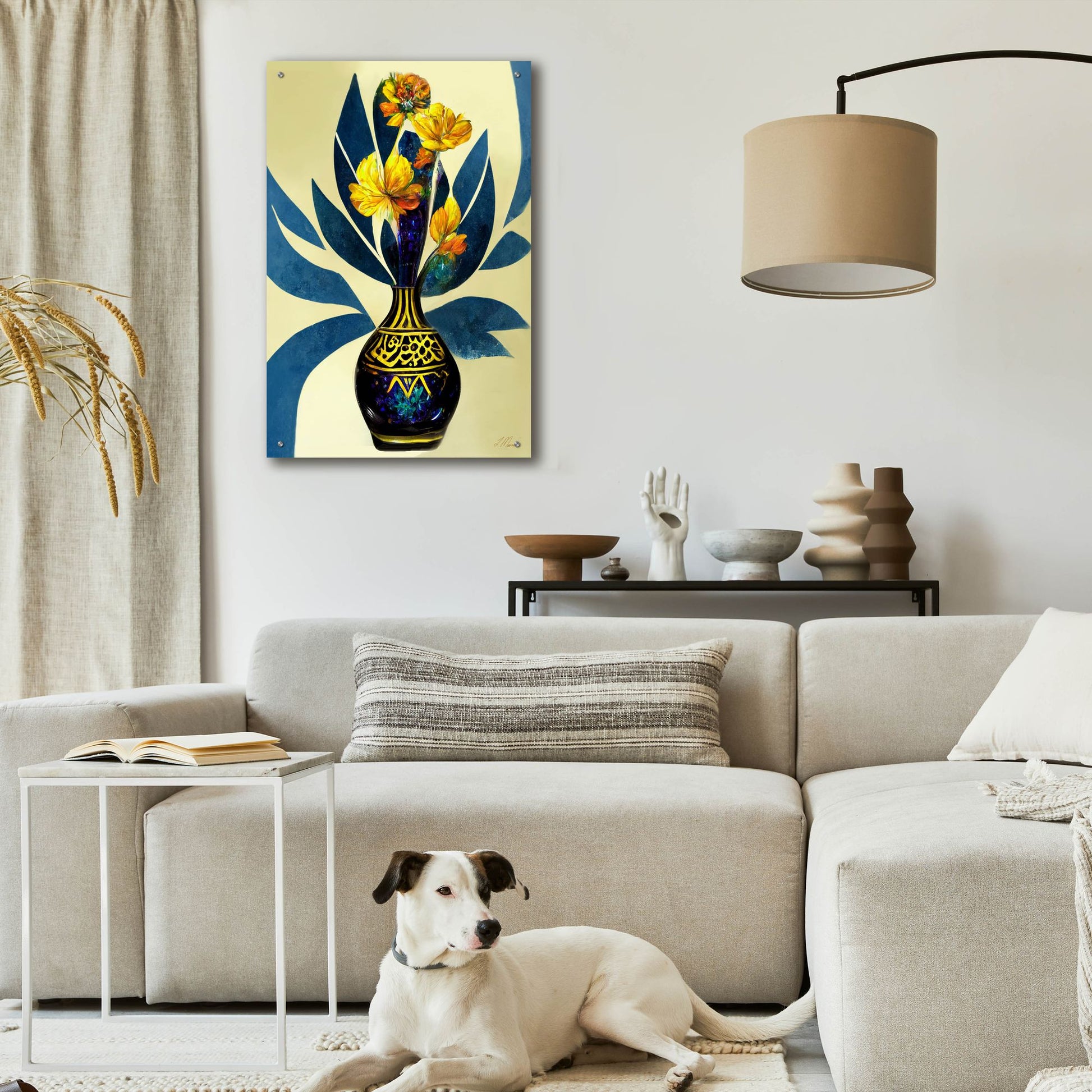 Epic Art 'Golden Vase with Florals' by Tanya Mavric, Acrylic Glass Wall Art,24x36