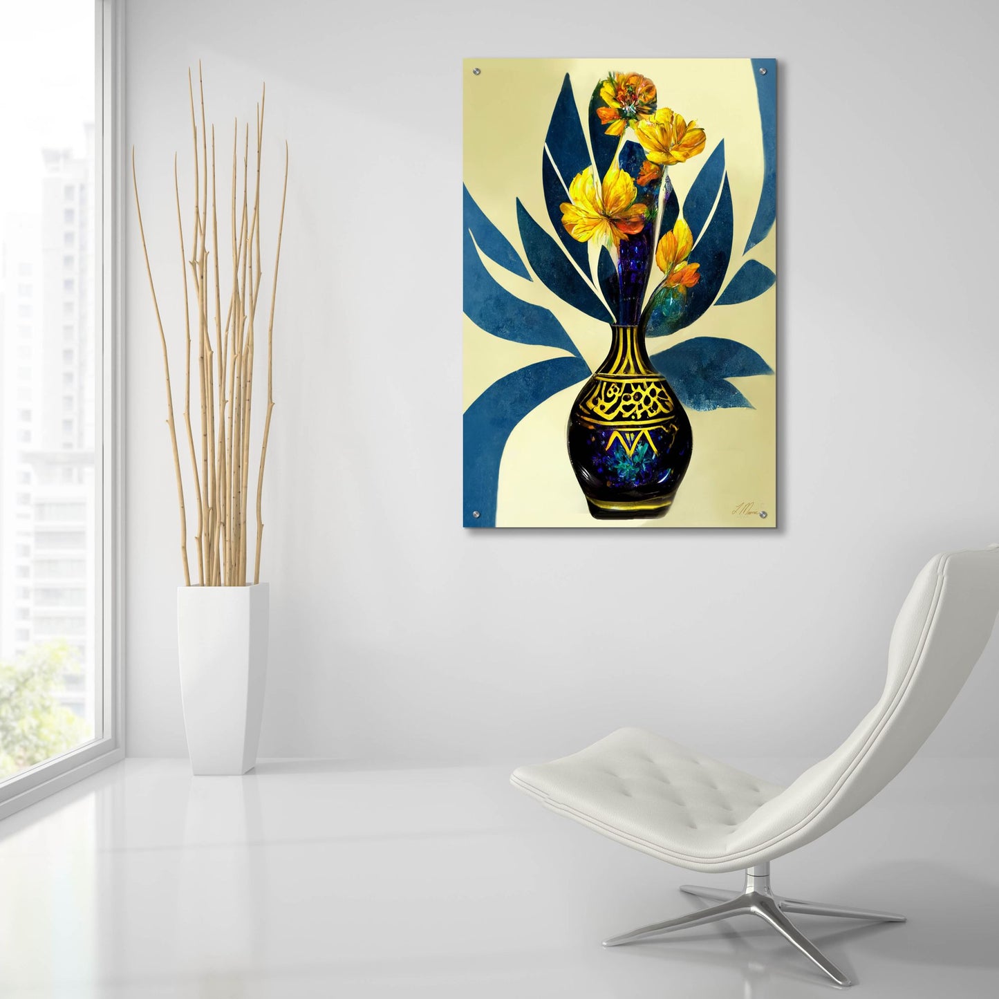 Epic Art 'Golden Vase with Florals' by Tanya Mavric, Acrylic Glass Wall Art,24x36