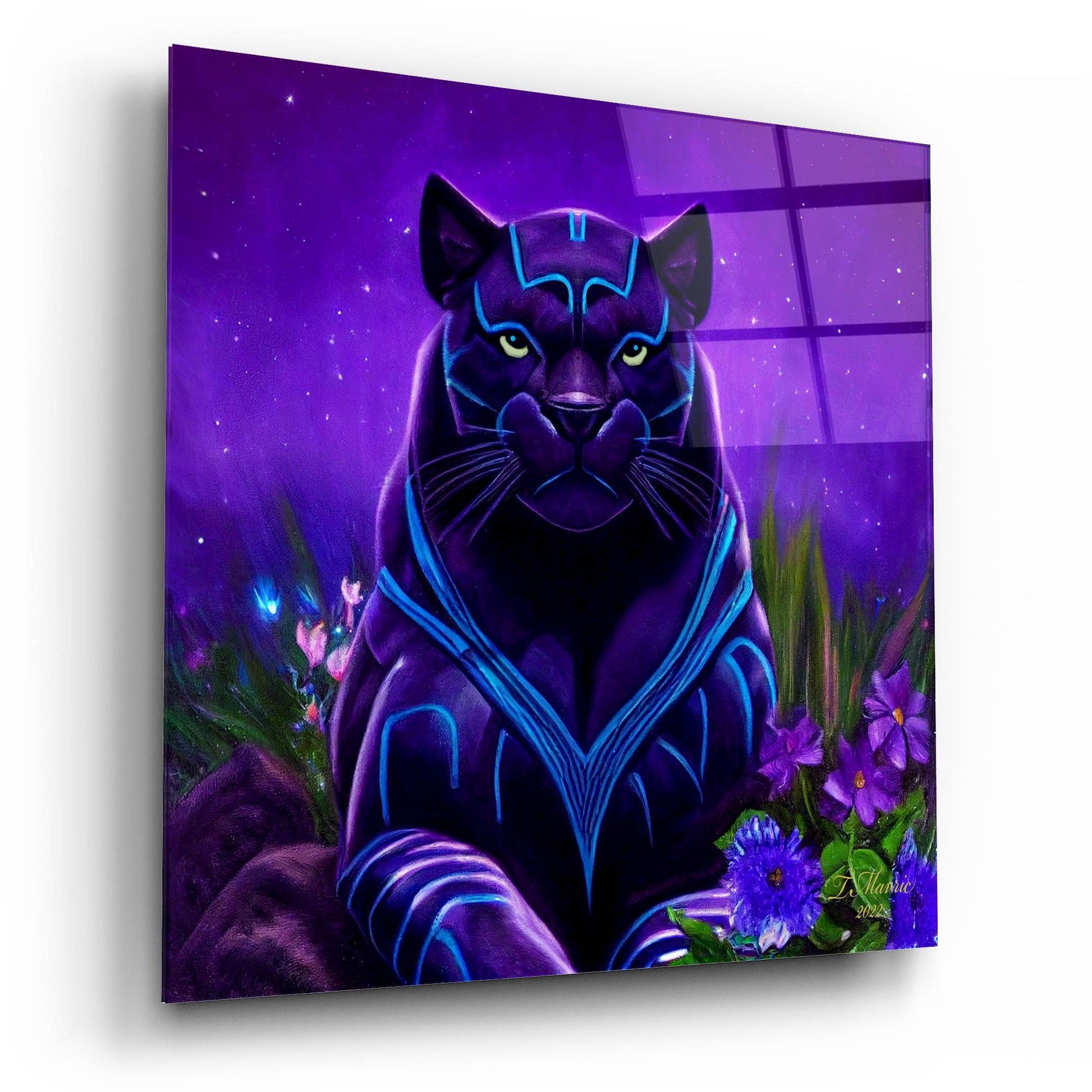 Epic Art 'King Panther' by Tanya Mavric, Acrylic Glass Wall Art,12x12