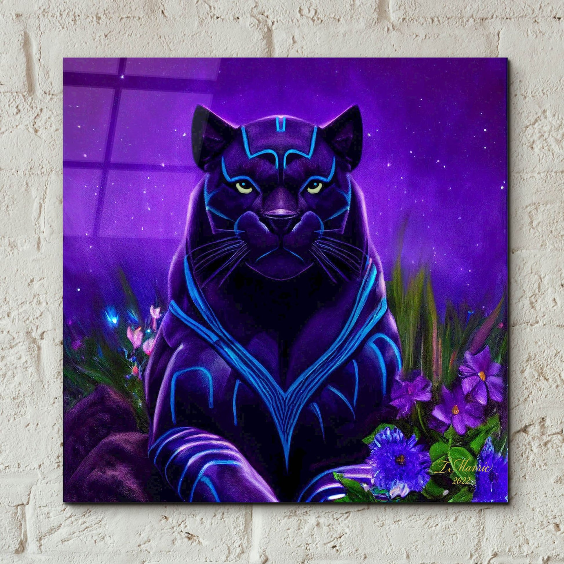 Epic Art 'King Panther' by Tanya Mavric, Acrylic Glass Wall Art,12x12