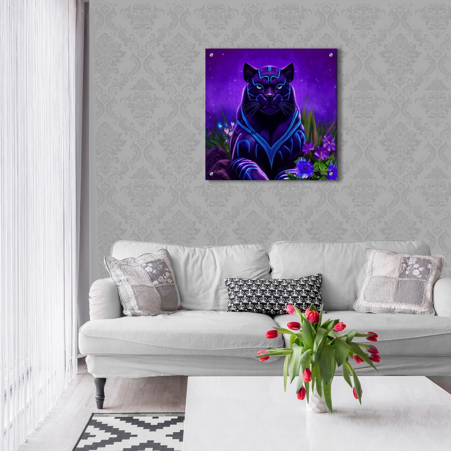 Epic Art 'King Panther' by Tanya Mavric, Acrylic Glass Wall Art,24x24