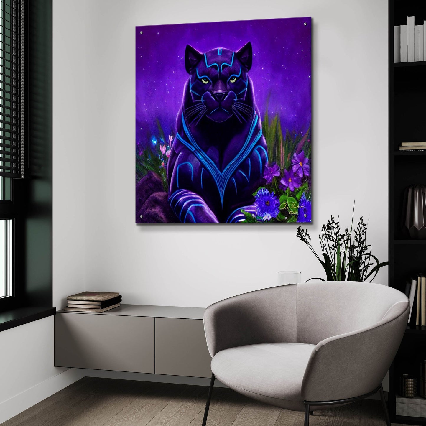 Epic Art 'King Panther' by Tanya Mavric, Acrylic Glass Wall Art,36x36