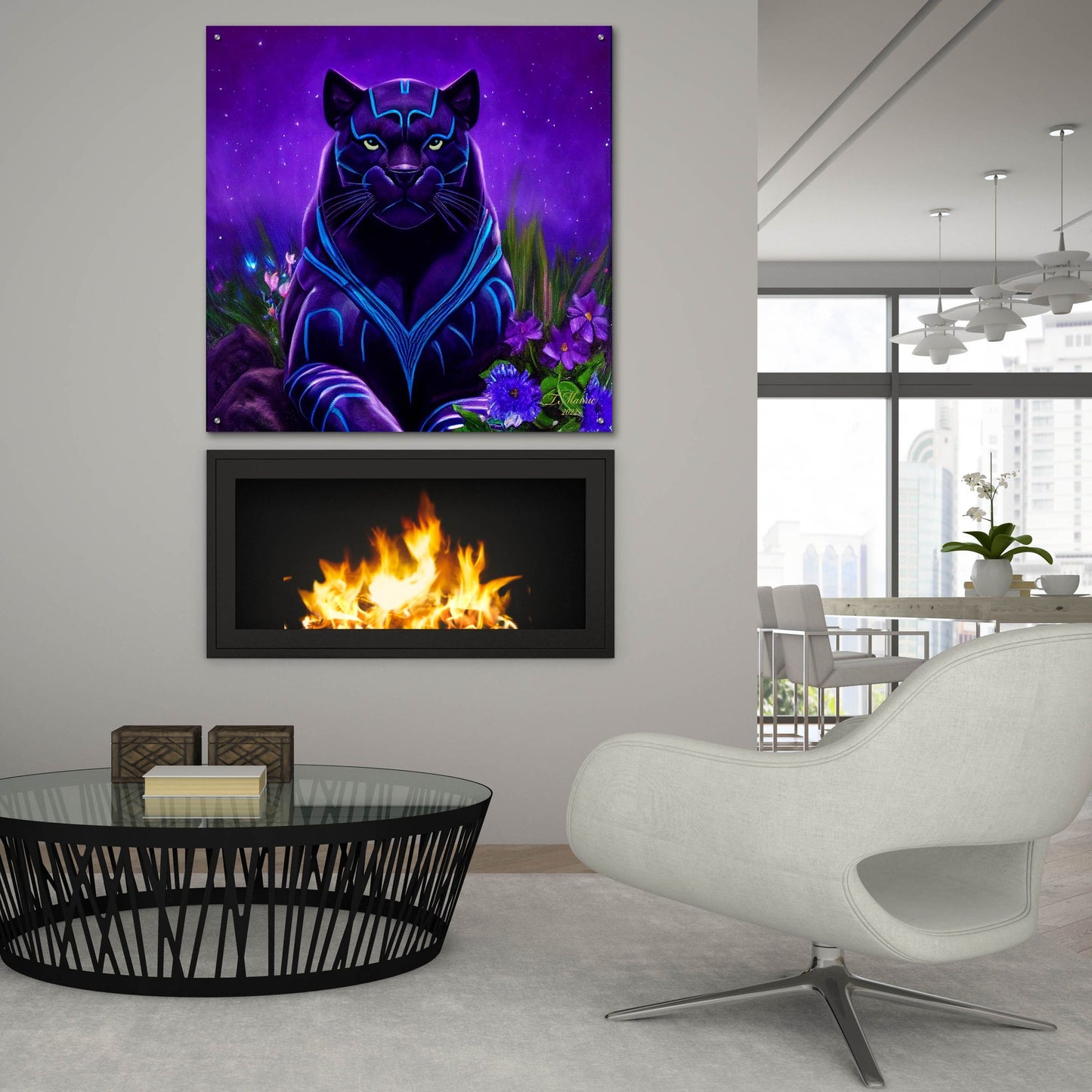 Epic Art 'King Panther' by Tanya Mavric, Acrylic Glass Wall Art,36x36