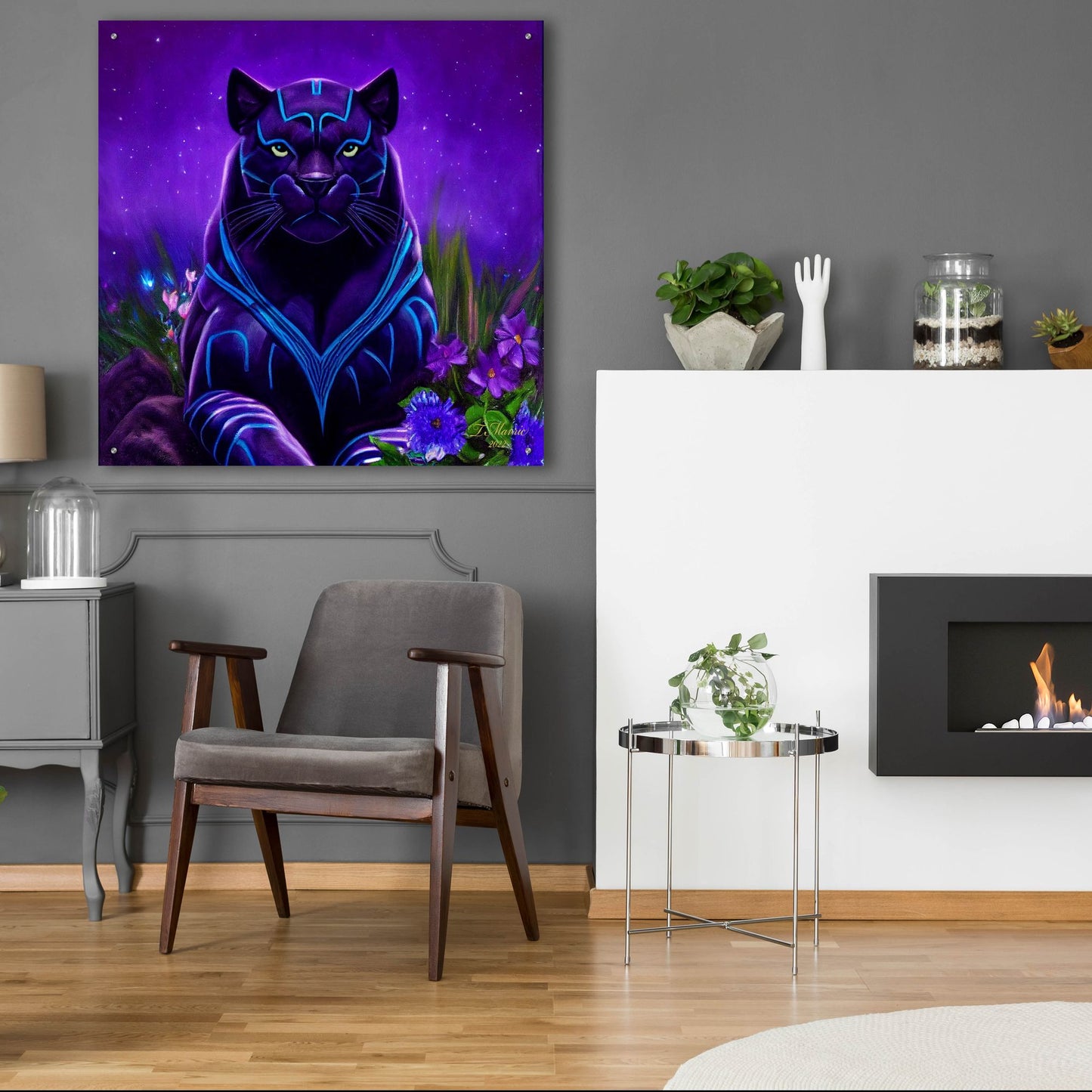 Epic Art 'King Panther' by Tanya Mavric, Acrylic Glass Wall Art,36x36