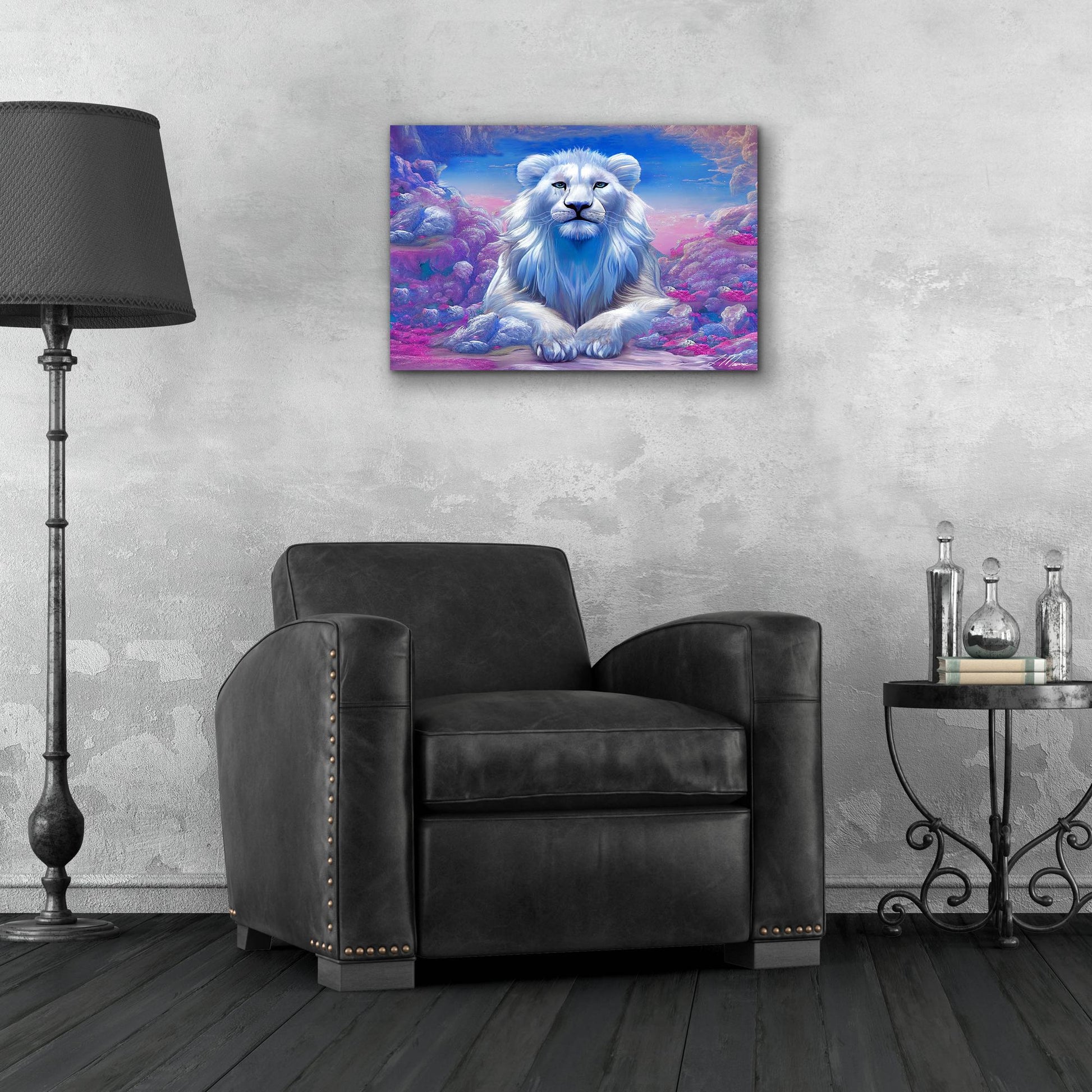 Epic Art 'Lions Watchout Mystical Land' by Tanya Mavric, Acrylic Glass Wall Art,24x16