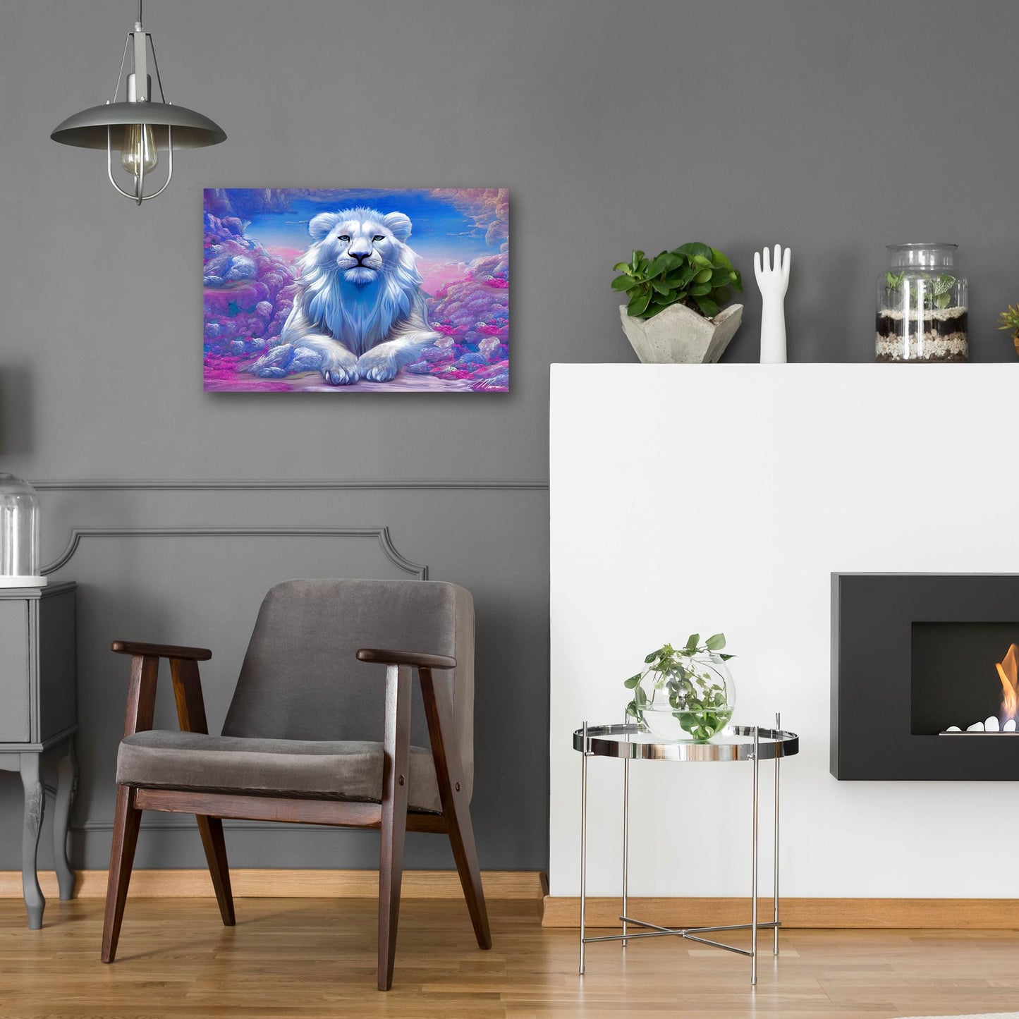 Epic Art 'Lions Watchout Mystical Land' by Tanya Mavric, Acrylic Glass Wall Art,24x16