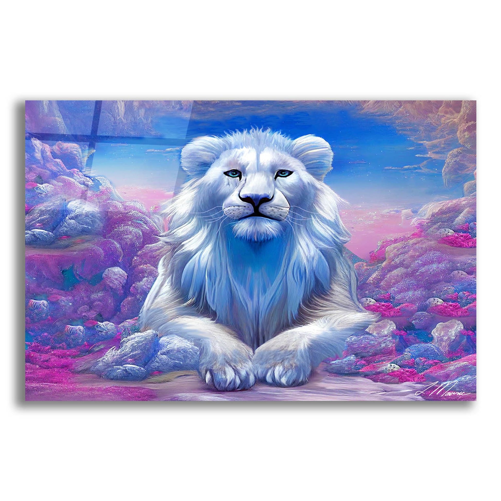 Epic Art 'Lions Watchout Mystical Land' by Tanya Mavric, Acrylic Glass Wall Art,24x16