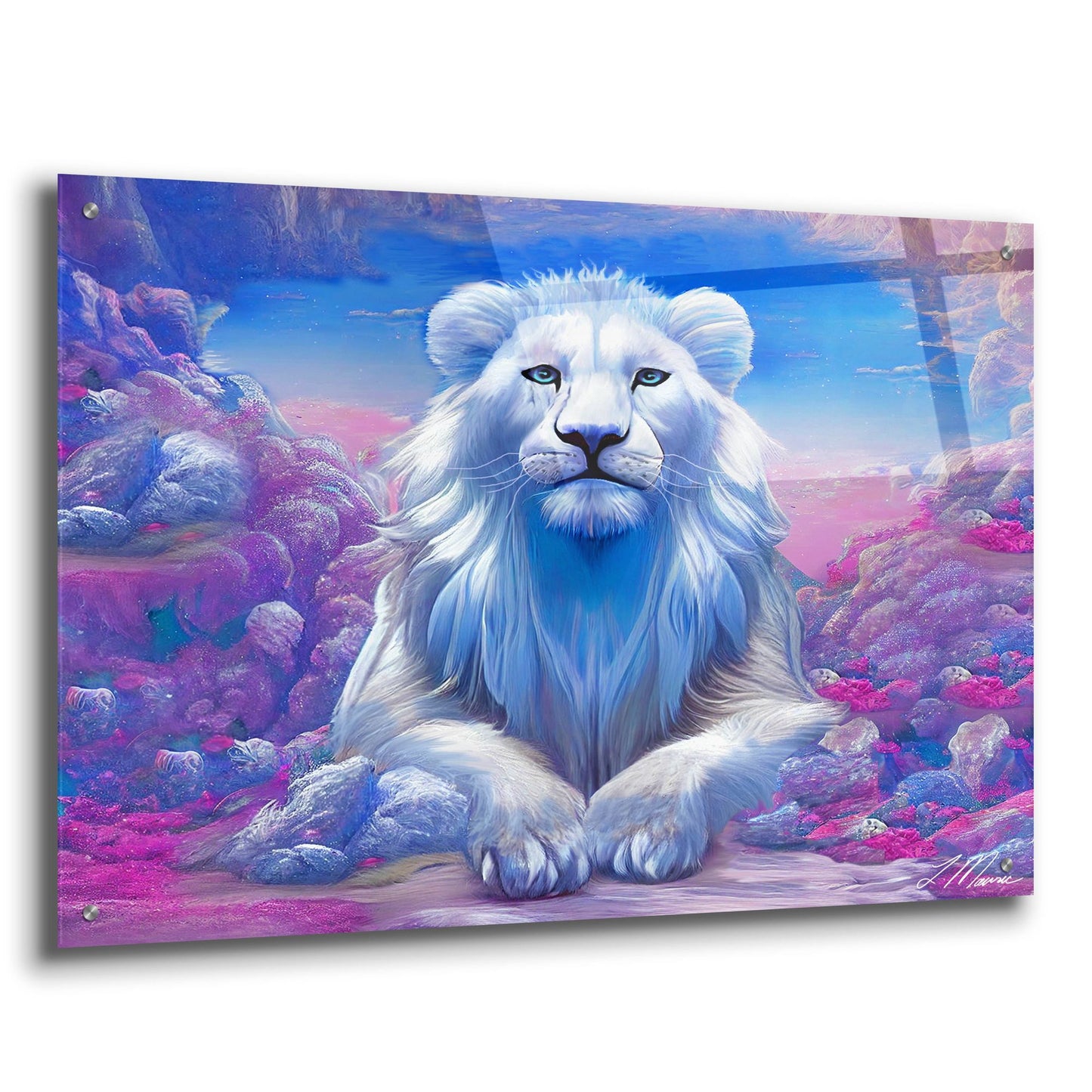 Epic Art 'Lions Watchout Mystical Land' by Tanya Mavric, Acrylic Glass Wall Art,36x24