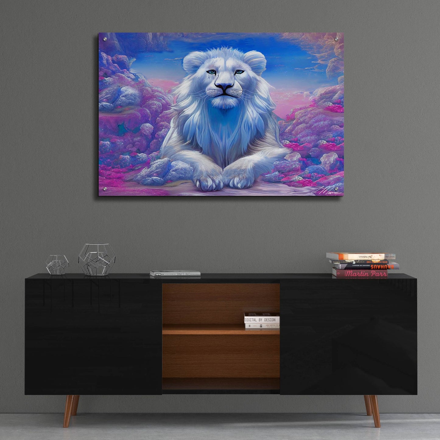 Epic Art 'Lions Watchout Mystical Land' by Tanya Mavric, Acrylic Glass Wall Art,36x24