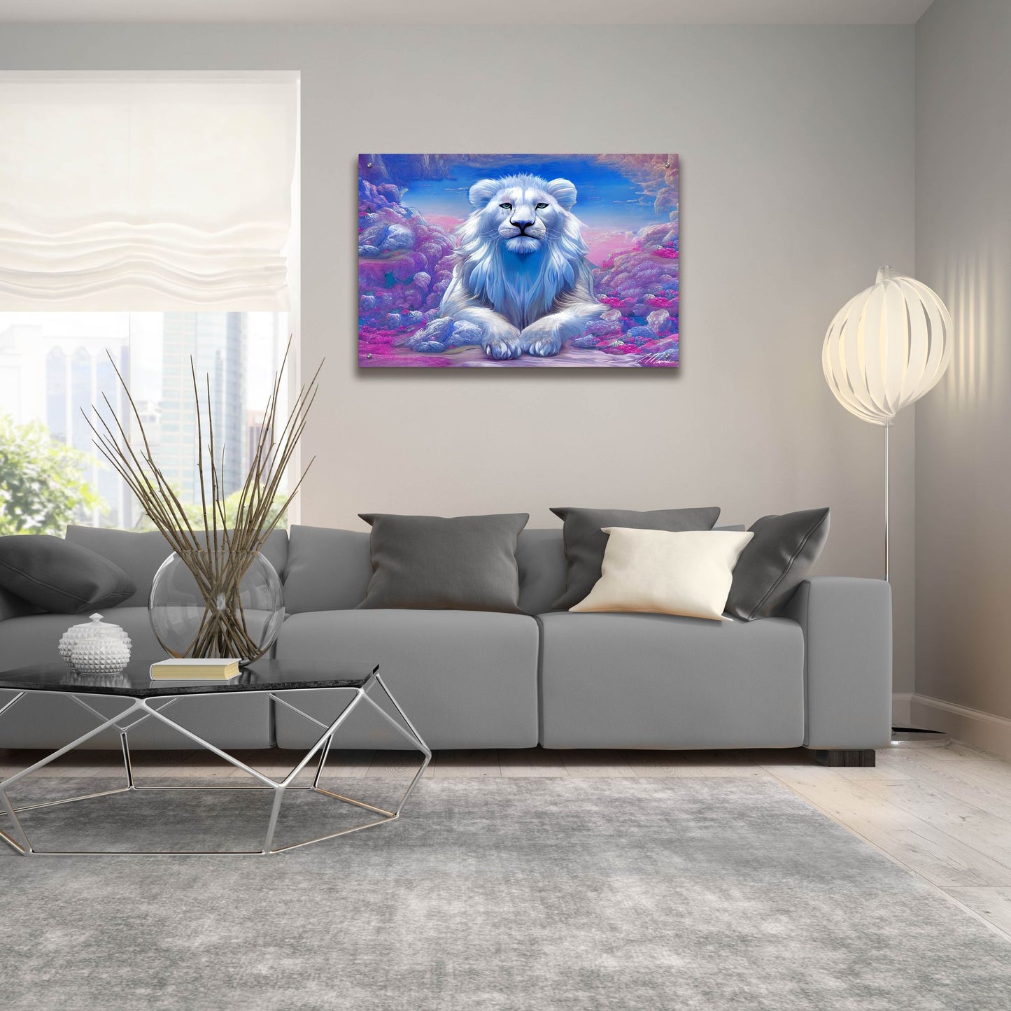 Epic Art 'Lions Watchout Mystical Land' by Tanya Mavric, Acrylic Glass Wall Art,36x24