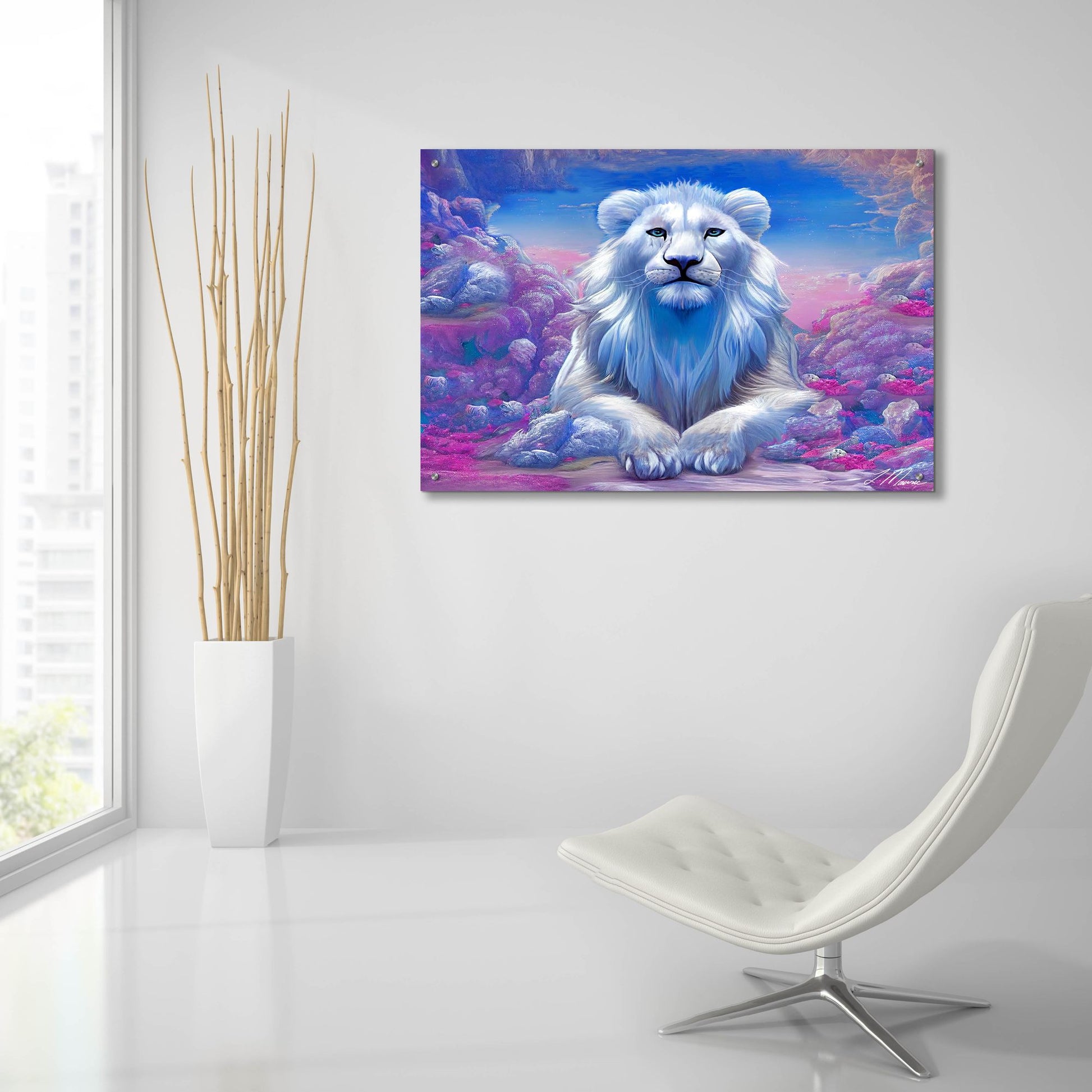 Epic Art 'Lions Watchout Mystical Land' by Tanya Mavric, Acrylic Glass Wall Art,36x24