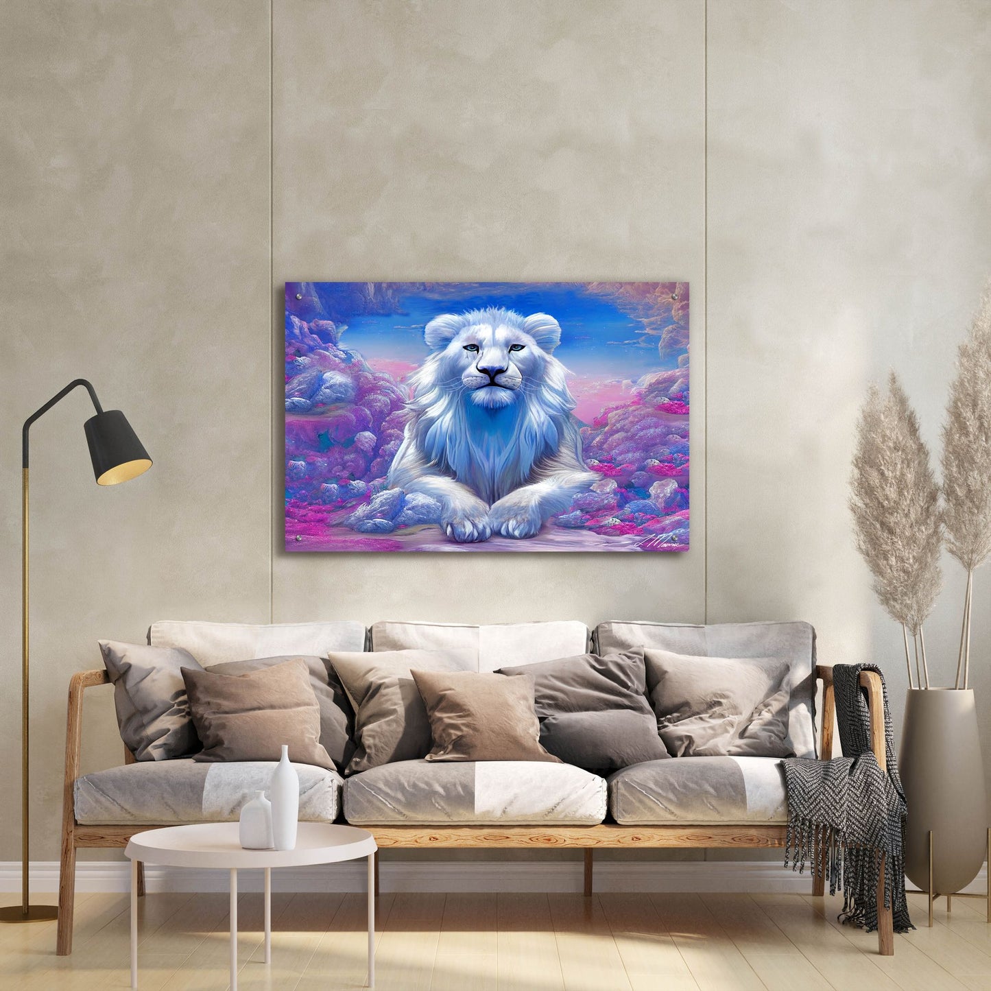 Epic Art 'Lions Watchout Mystical Land' by Tanya Mavric, Acrylic Glass Wall Art,36x24