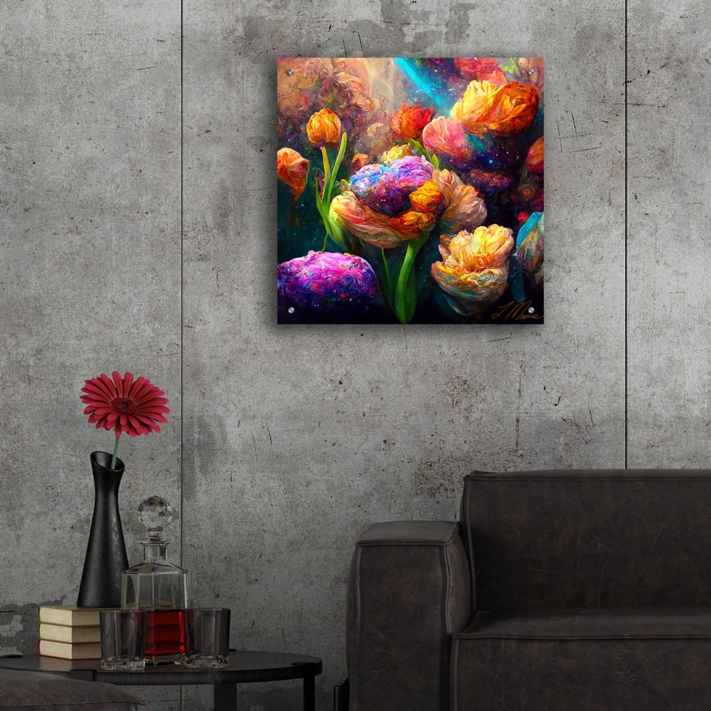 Epic Art 'Flowers Visionary Bloom 1' by Tanya Mavric, Acrylic Glass Wall Art,24x24