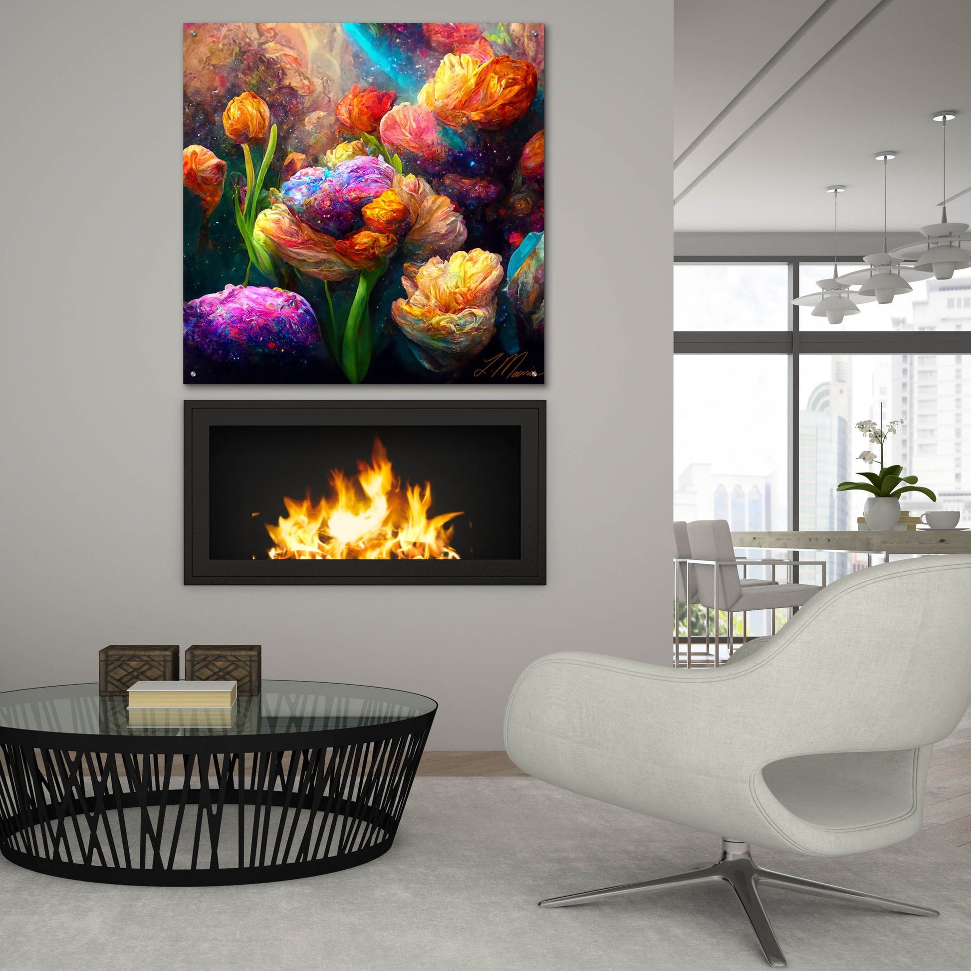 Epic Art 'Flowers Visionary Bloom 1' by Tanya Mavric, Acrylic Glass Wall Art,36x36