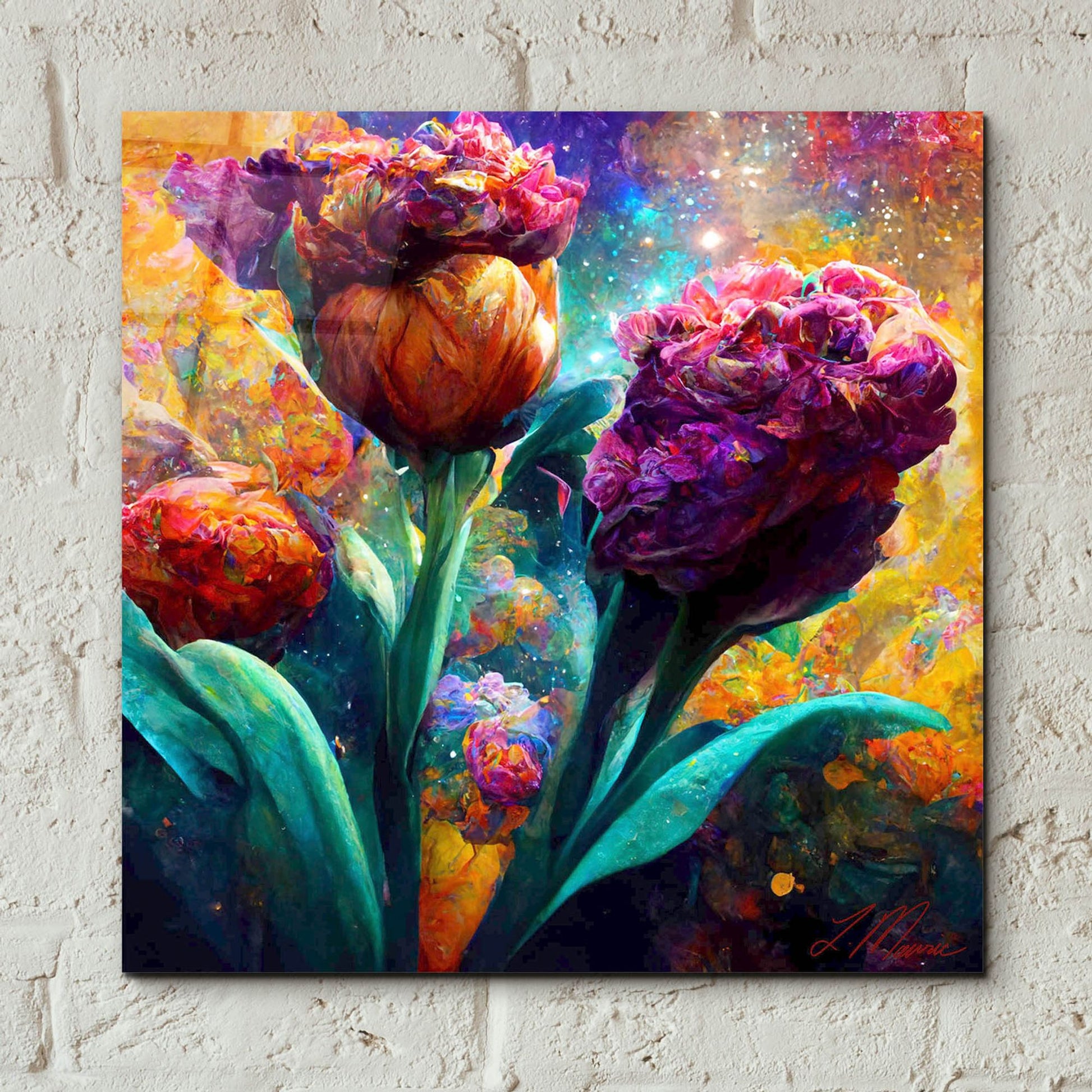 Epic Art 'Flowers Visionary Bloom 2' by Tanya Mavric, Acrylic Glass Wall Art,12x12