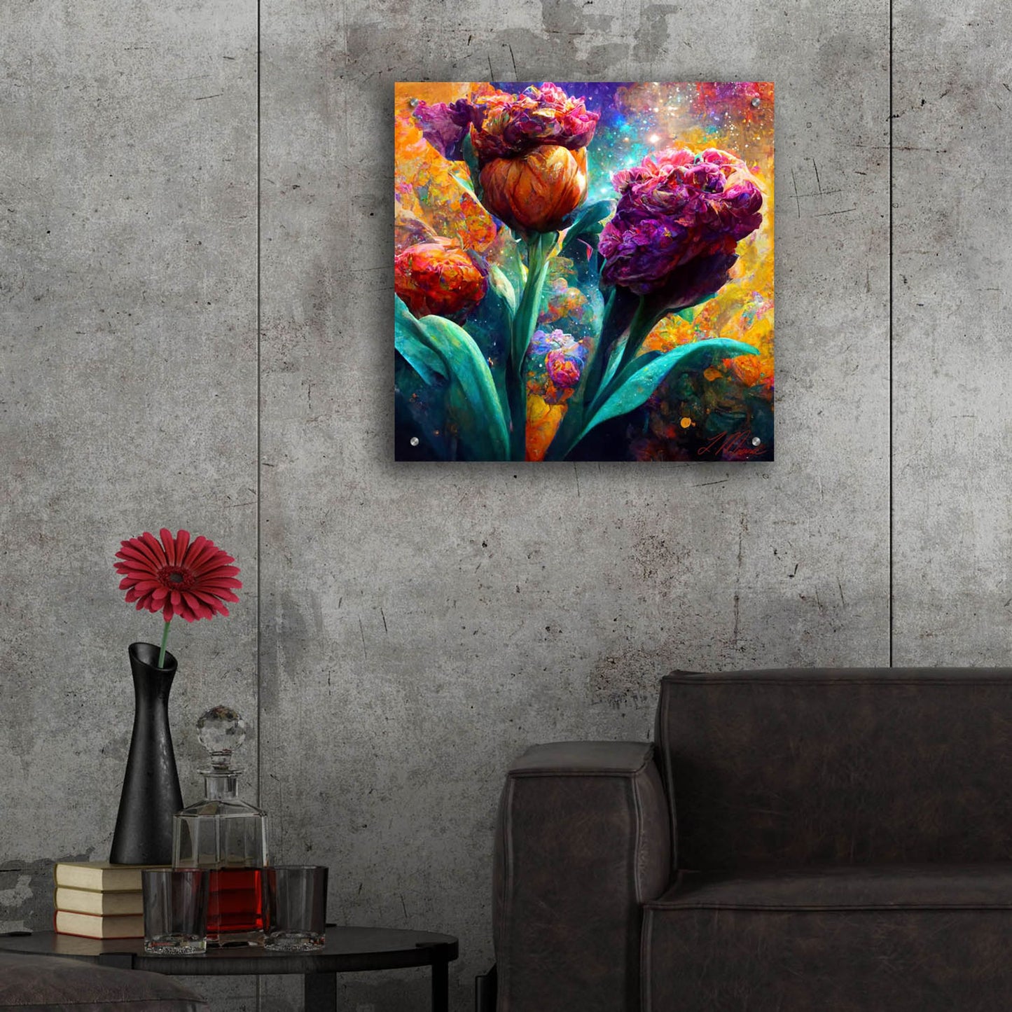 Epic Art 'Flowers Visionary Bloom 2' by Tanya Mavric, Acrylic Glass Wall Art,24x24