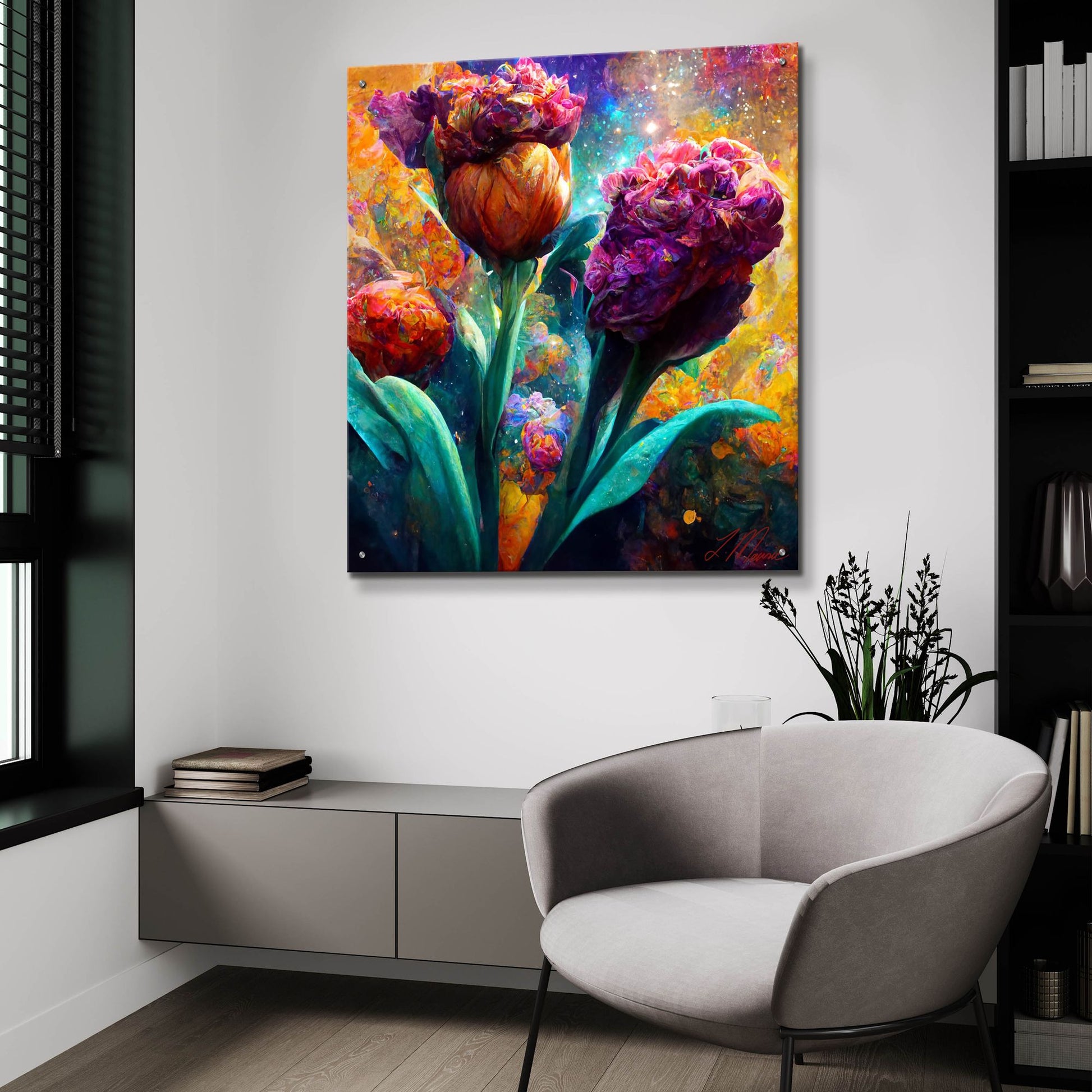 Epic Art 'Flowers Visionary Bloom 2' by Tanya Mavric, Acrylic Glass Wall Art,36x36