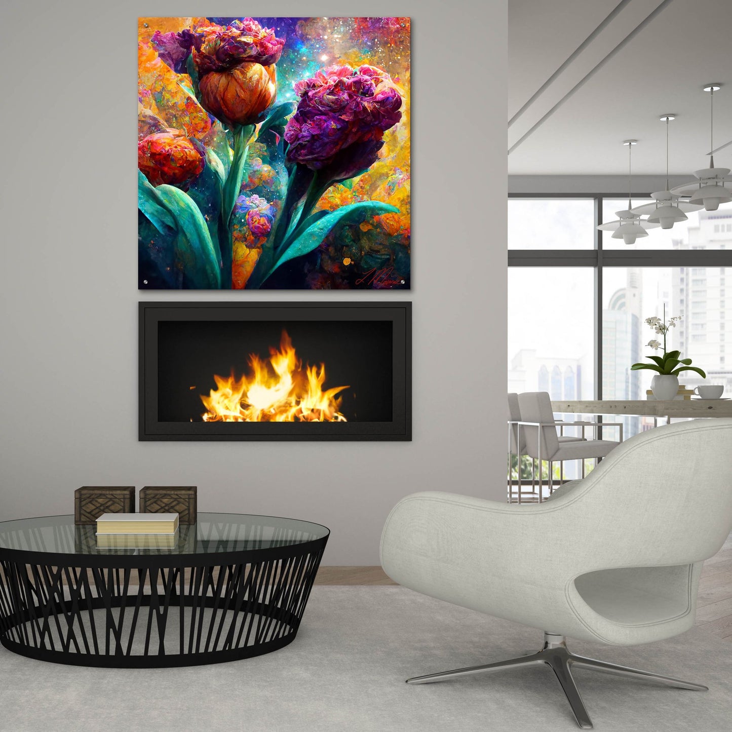 Epic Art 'Flowers Visionary Bloom 2' by Tanya Mavric, Acrylic Glass Wall Art,36x36