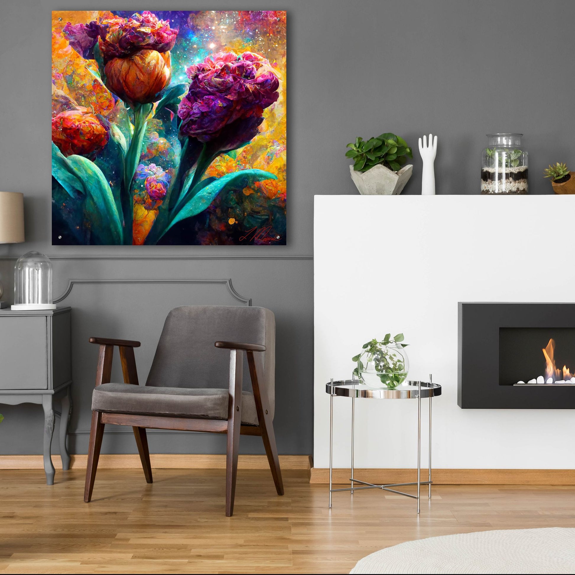 Epic Art 'Flowers Visionary Bloom 2' by Tanya Mavric, Acrylic Glass Wall Art,36x36