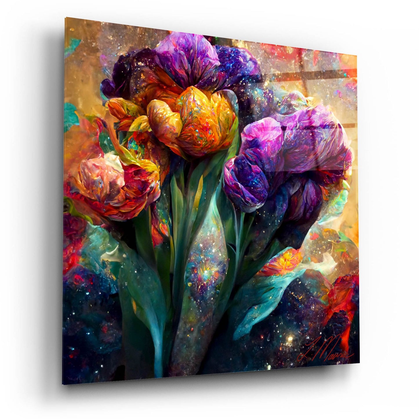 Epic Art 'Flowers Visionary Bloom 3' by Tanya Mavric, Acrylic Glass Wall Art,12x12