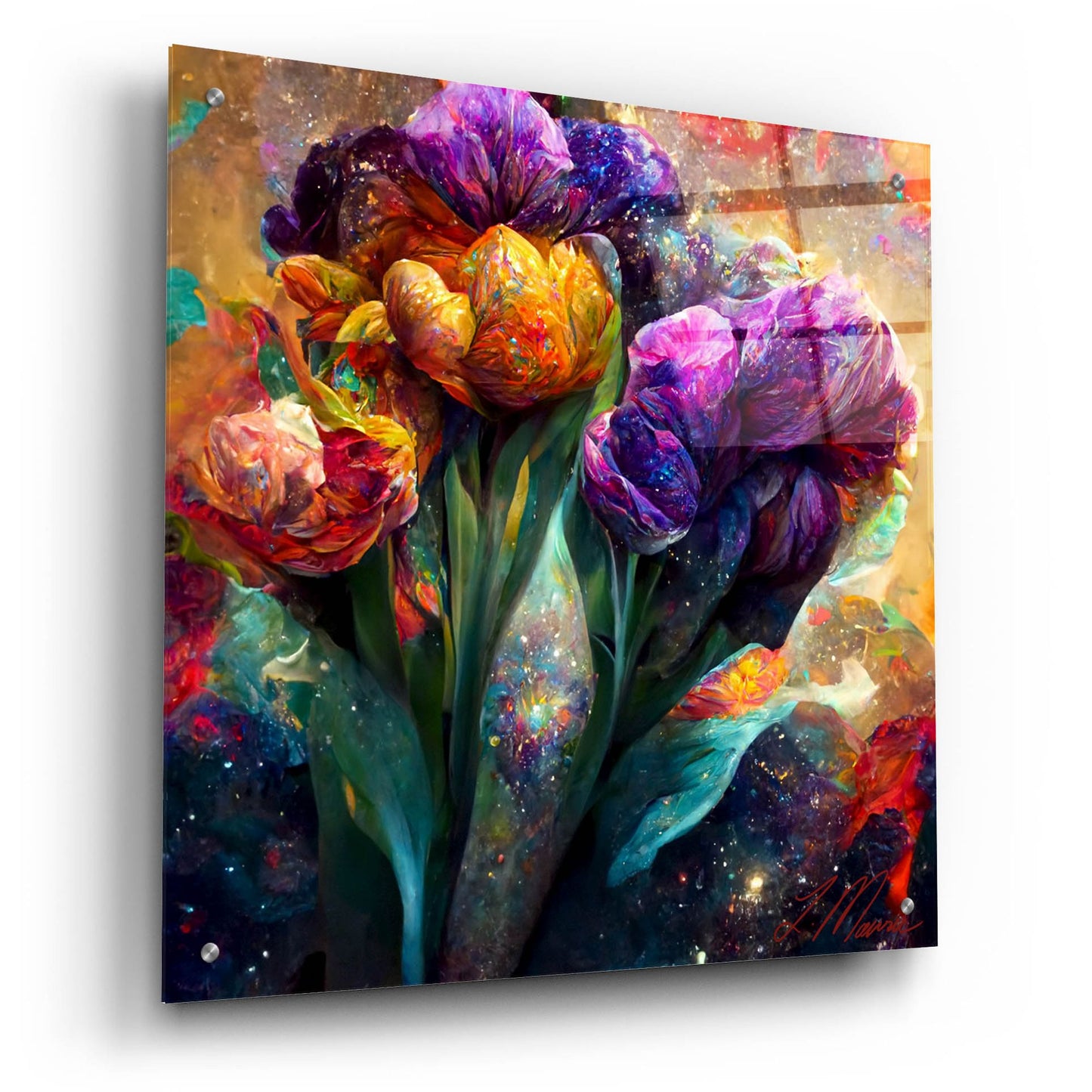 Epic Art 'Flowers Visionary Bloom 3' by Tanya Mavric, Acrylic Glass Wall Art,24x24