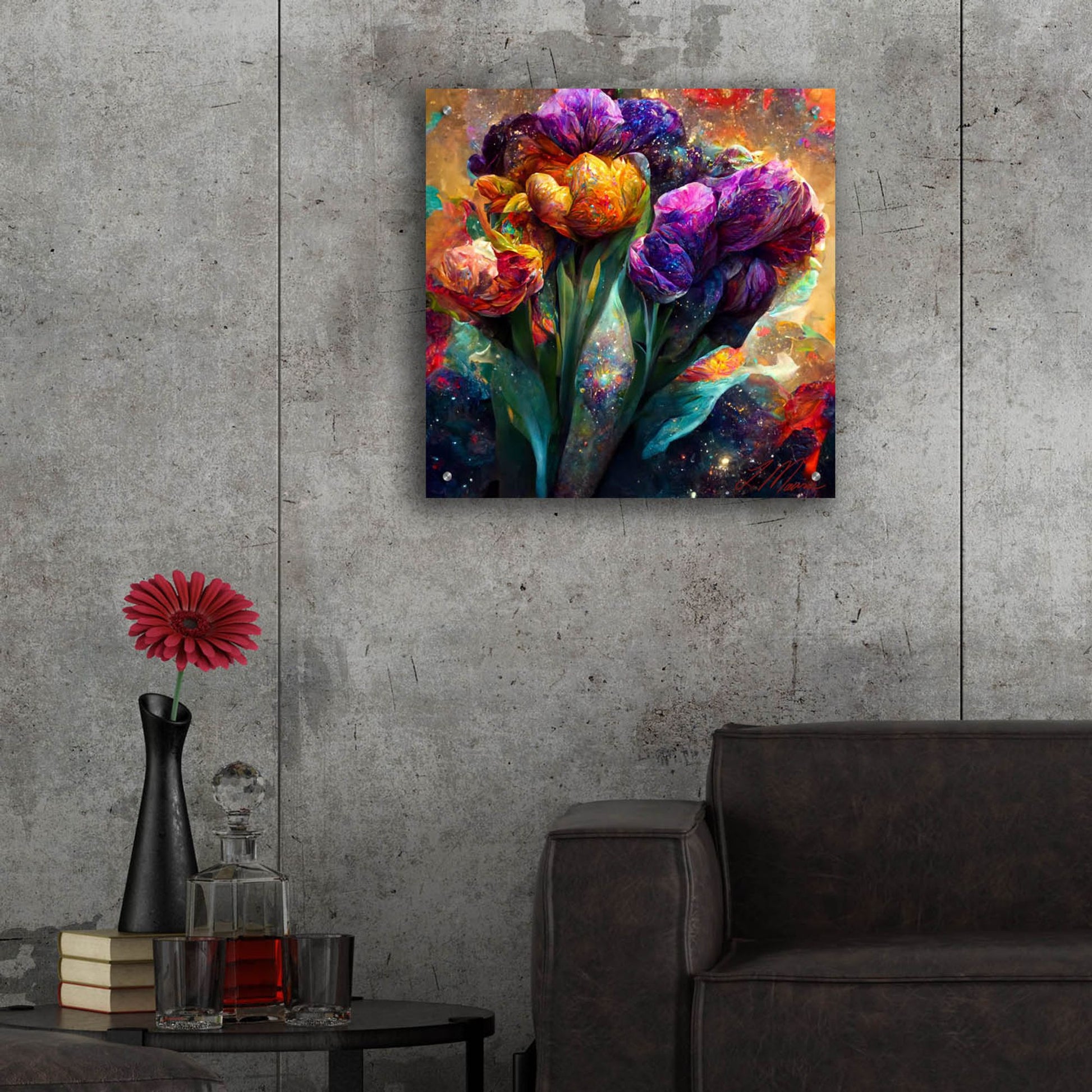 Epic Art 'Flowers Visionary Bloom 3' by Tanya Mavric, Acrylic Glass Wall Art,24x24