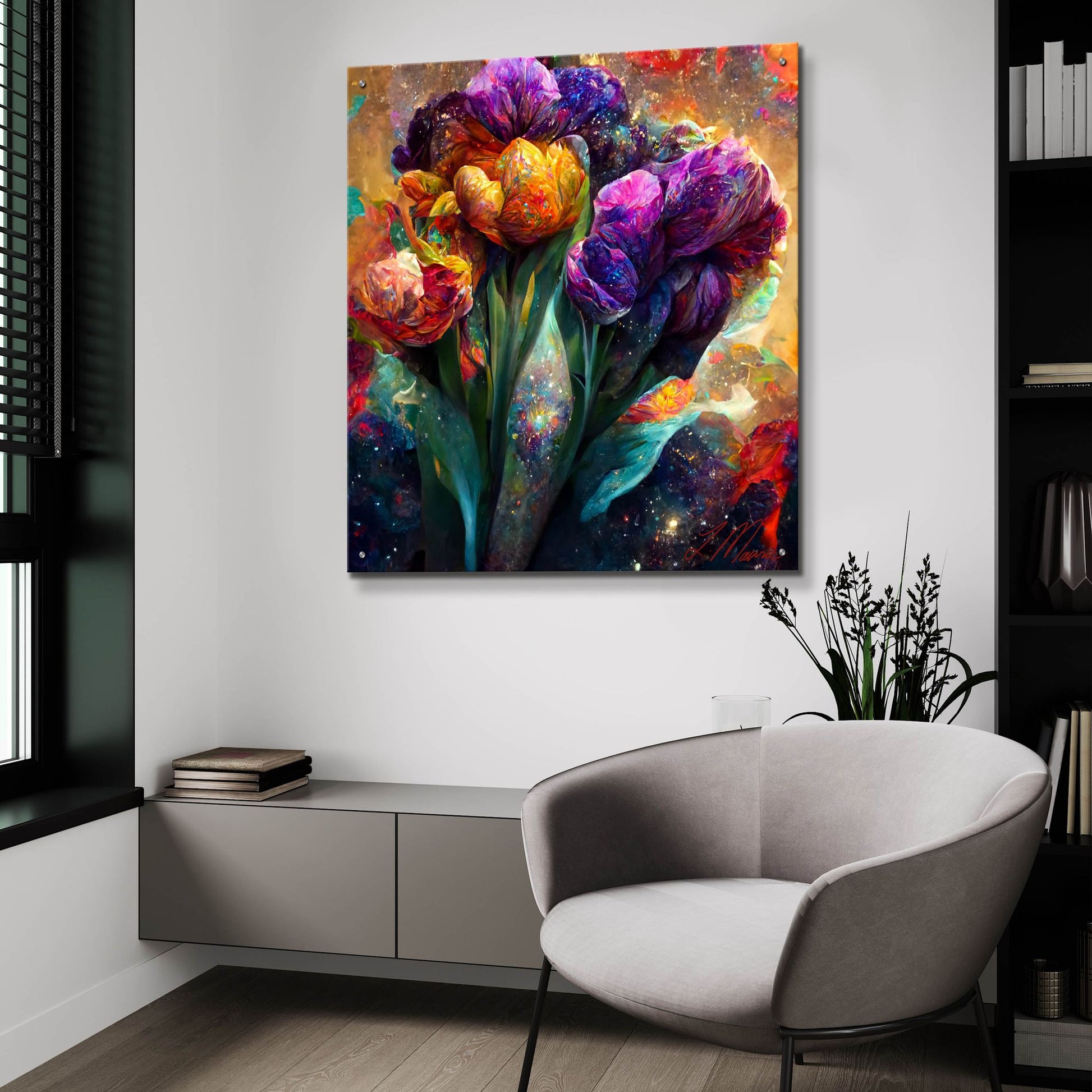 Epic Art 'Flowers Visionary Bloom 3' by Tanya Mavric, Acrylic Glass Wall Art,36x36