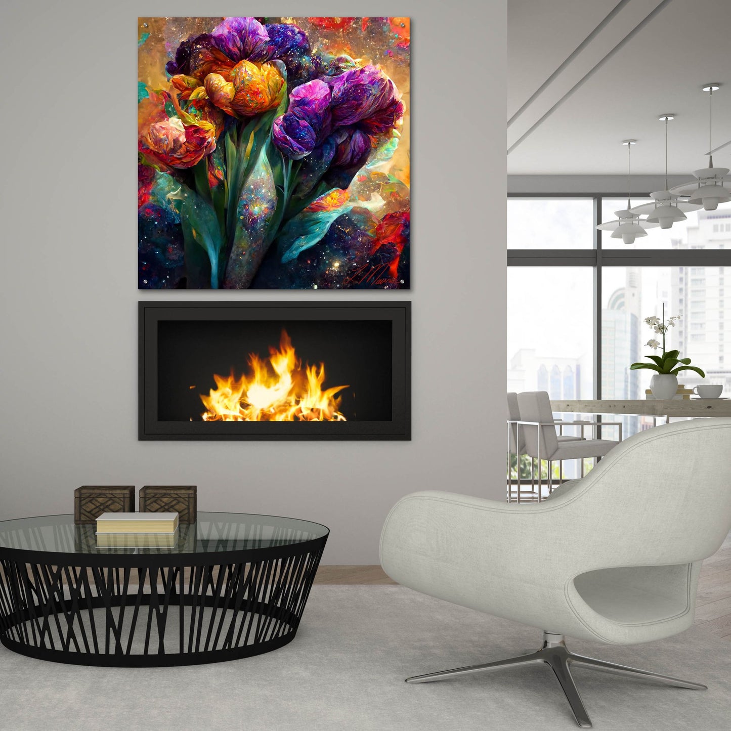 Epic Art 'Flowers Visionary Bloom 3' by Tanya Mavric, Acrylic Glass Wall Art,36x36