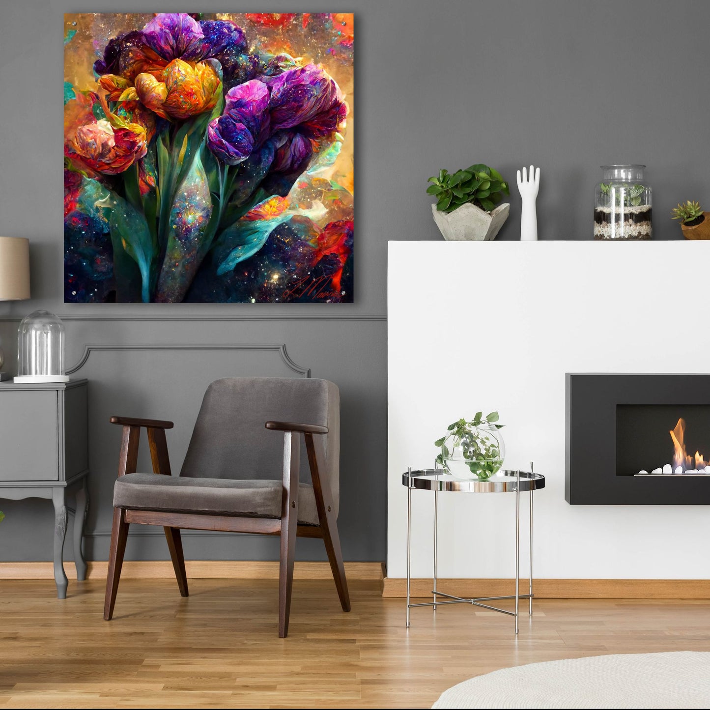 Epic Art 'Flowers Visionary Bloom 3' by Tanya Mavric, Acrylic Glass Wall Art,36x36