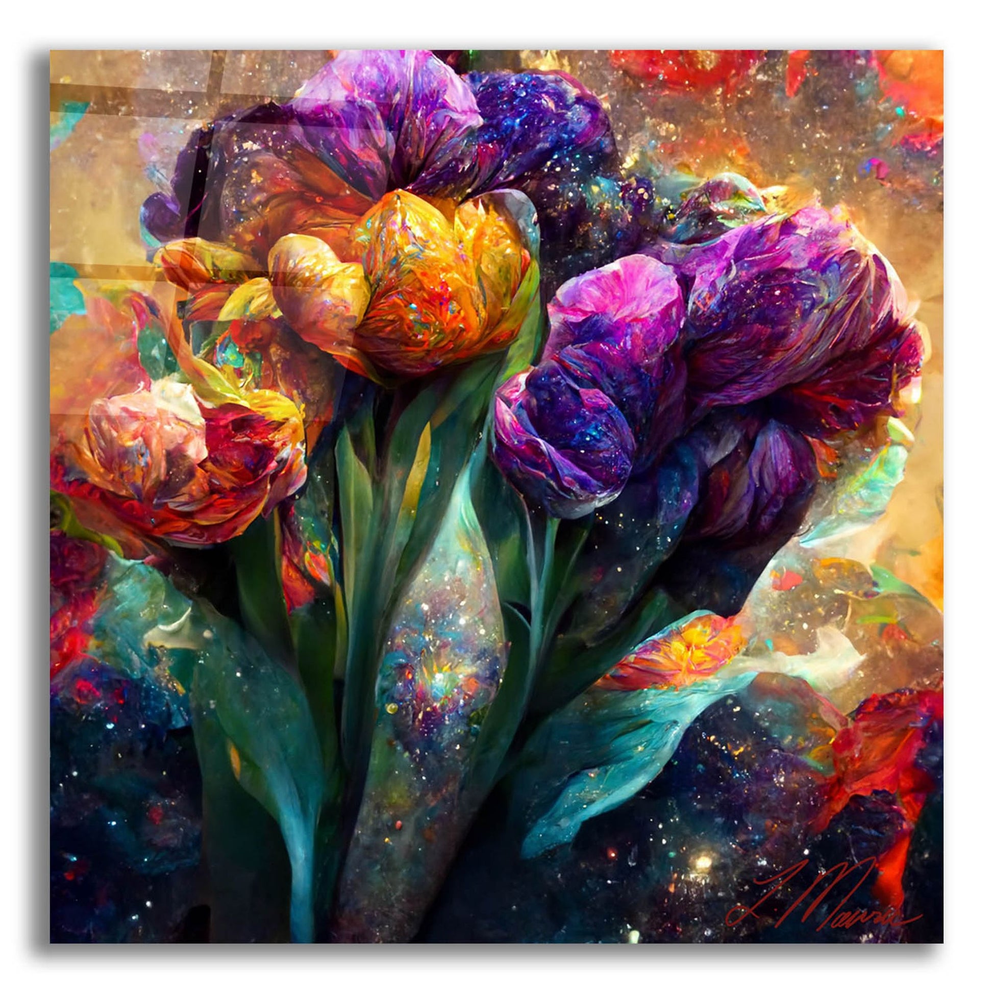 Epic Art 'Flowers Visionary Bloom 3' by Tanya Mavric, Acrylic Glass Wall Art