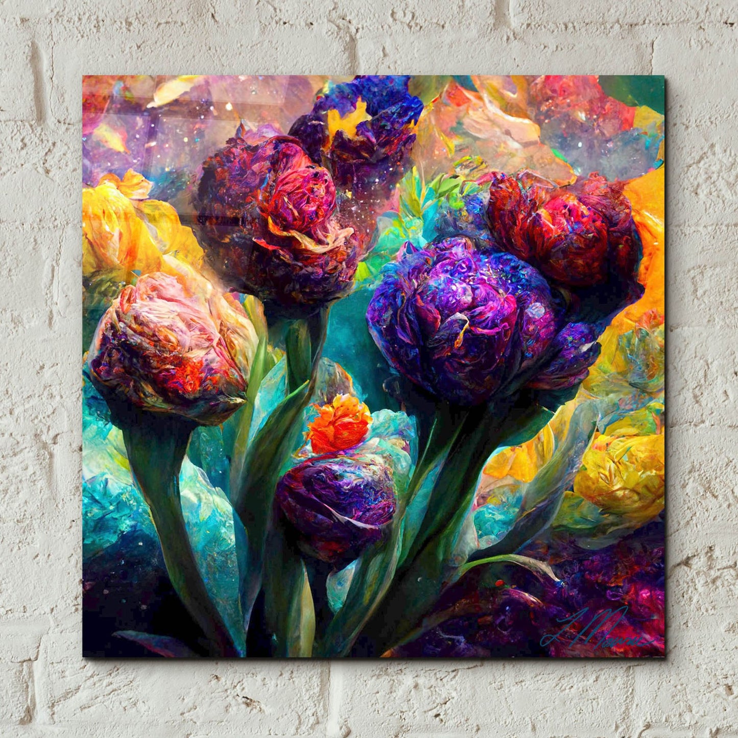 Epic Art 'Flowers Visionary Bloom 5' by Tanya Mavric, Acrylic Glass Wall Art,12x12