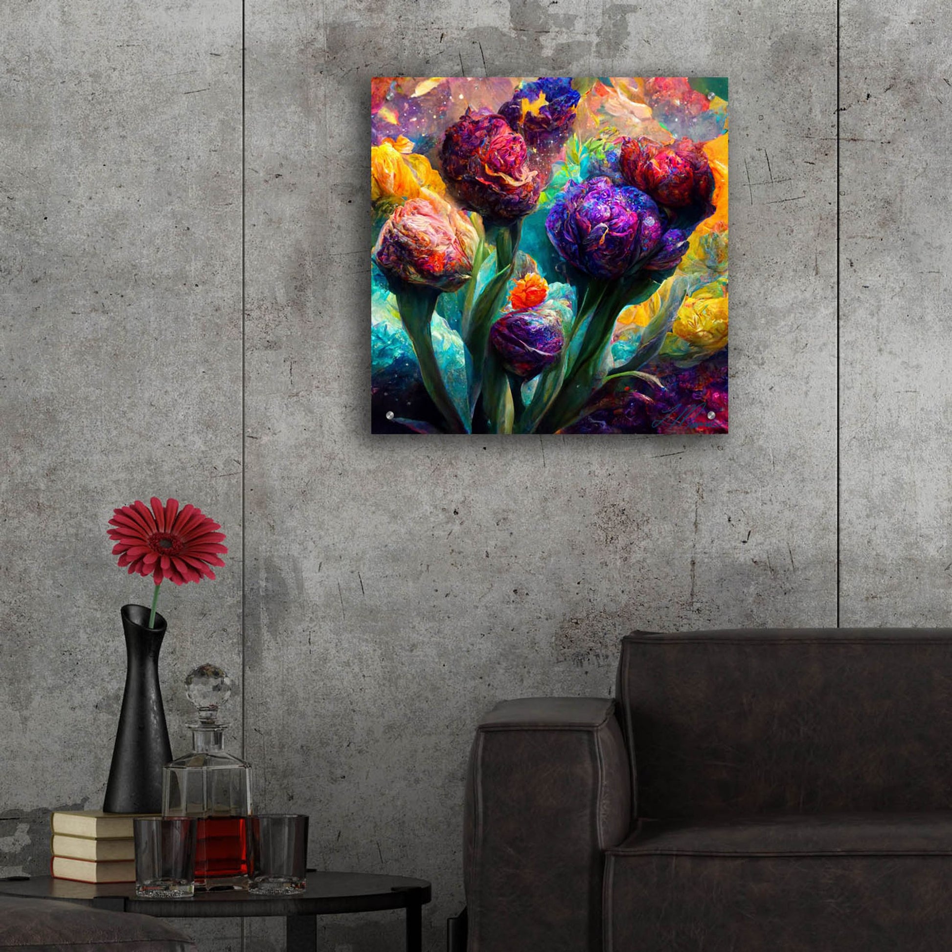 Epic Art 'Flowers Visionary Bloom 5' by Tanya Mavric, Acrylic Glass Wall Art,24x24