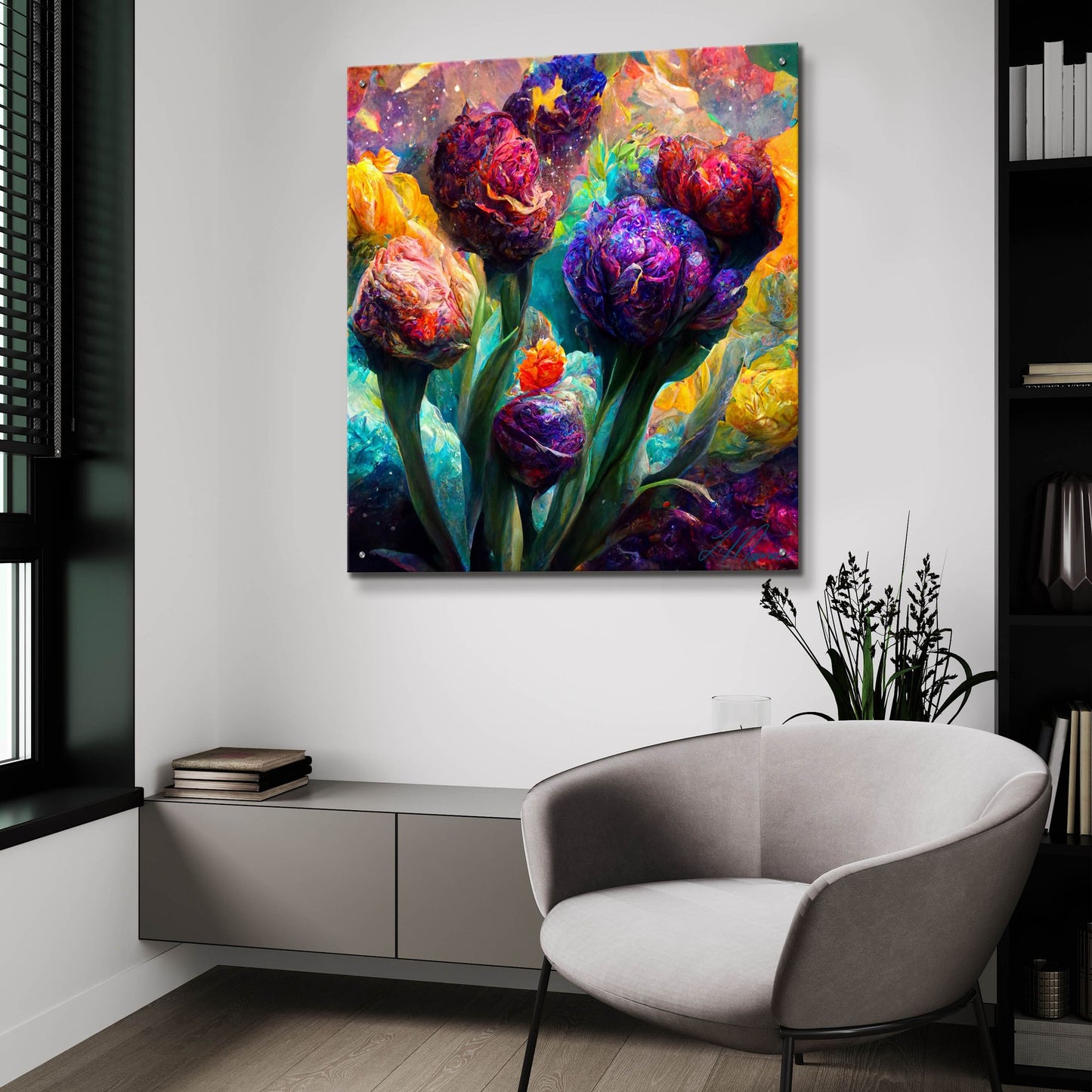 Epic Art 'Flowers Visionary Bloom 5' by Tanya Mavric, Acrylic Glass Wall Art,36x36