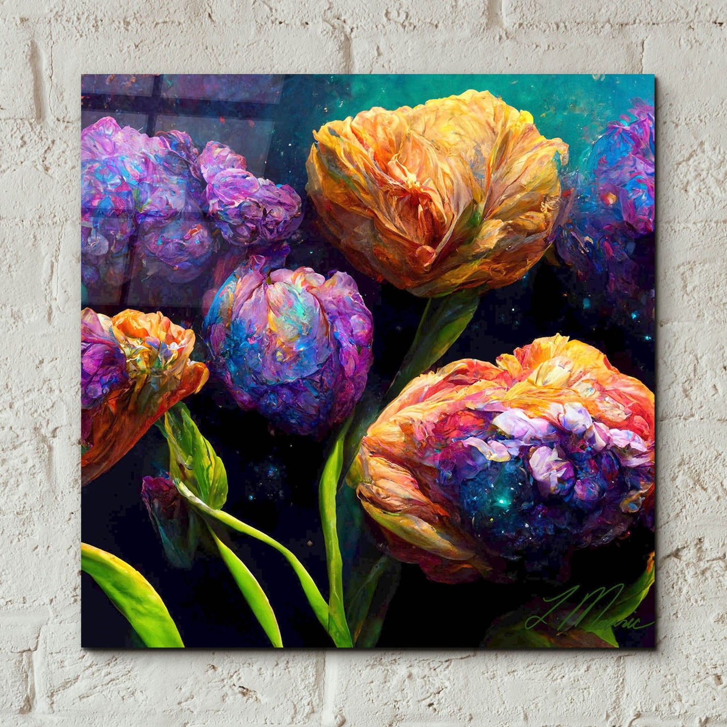 Epic Art 'Flowers Visionary Bloom 6' by Tanya Mavric, Acrylic Glass Wall Art,12x12