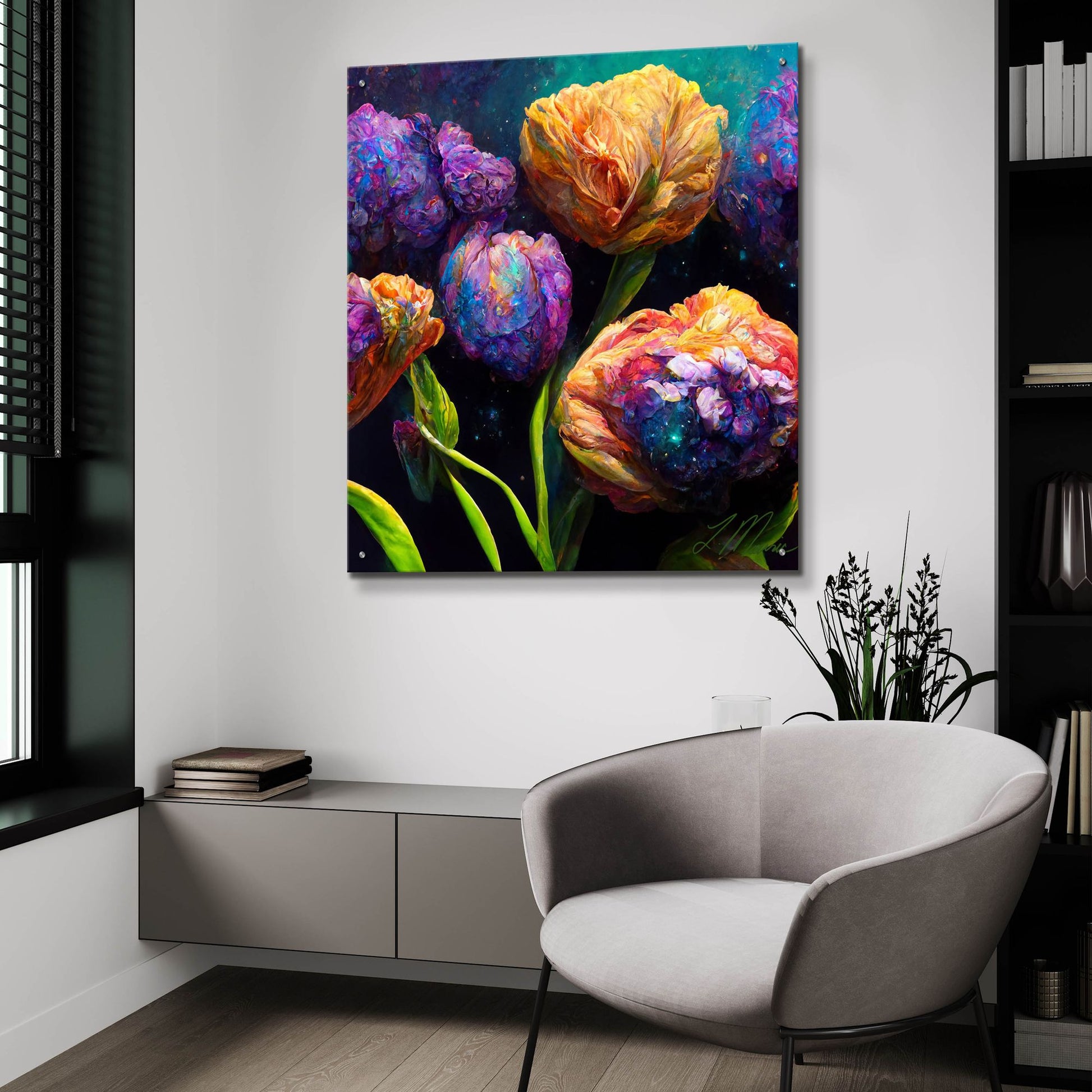 Epic Art 'Flowers Visionary Bloom 6' by Tanya Mavric, Acrylic Glass Wall Art,36x36