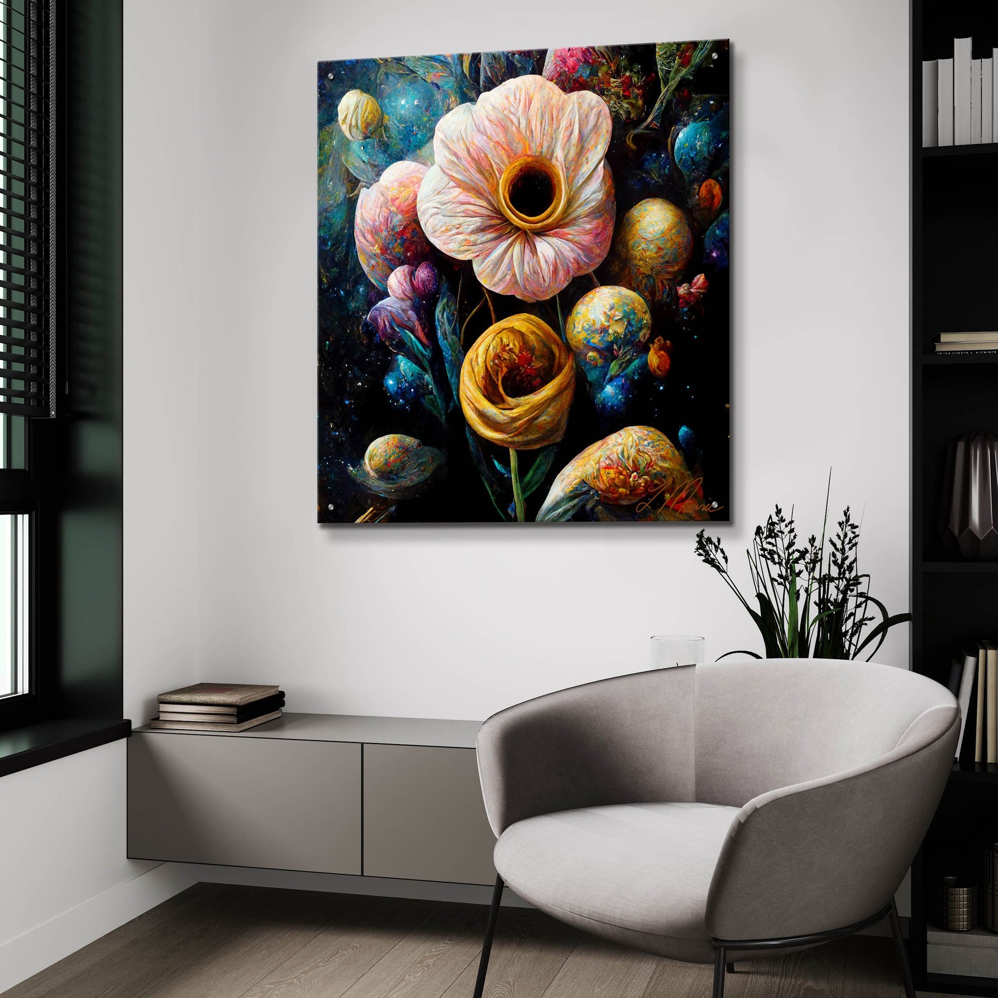 Epic Art 'Flowers Visionary Flower' by Tanya Mavric, Acrylic Glass Wall Art,36x36